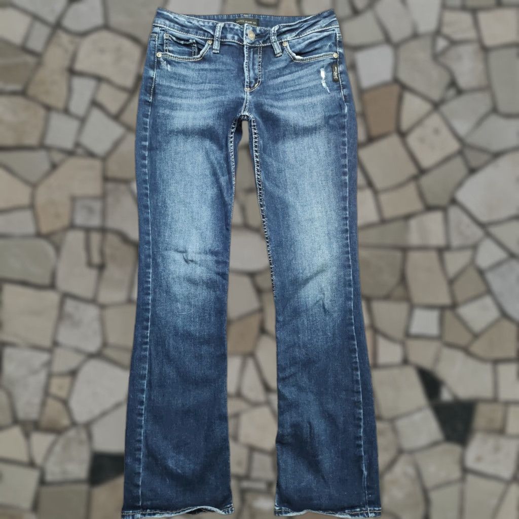 Silver Jeans Co. Silver Jeans Co. Womens Jeans Suki Slim Boot 28 Blue Denim Embroidered Pockets Stretch Cowboy 30 Inseam XS? Size 28" / US 6 / IT 42 - 1 Thumbnail