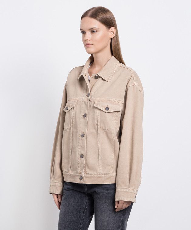 Palm Angels o1s22i1n0824 Oversized Denim Jacket in Beige Size M / US 6-8 / IT 42-44 - 3 Thumbnail