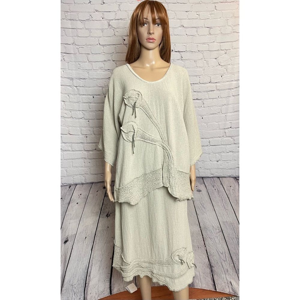 Other Jaskar Skirt Top Linen Cotton Set With Floral Décor Size M Size M / US 6-8 / IT 42-44 - 1 Thumbnail