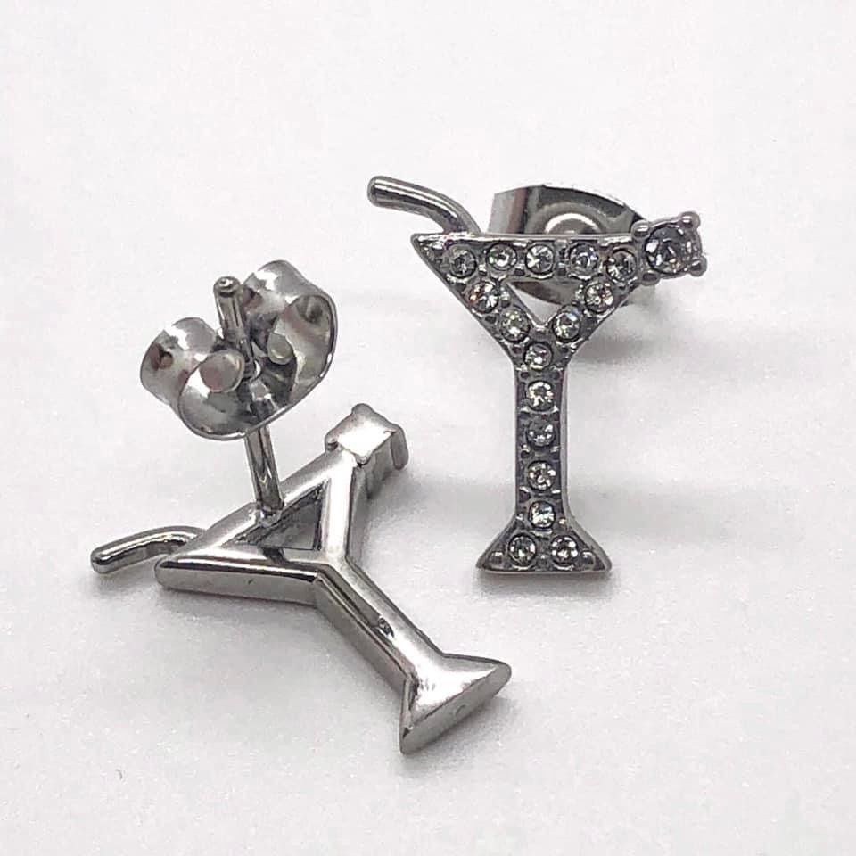 Other Cocktail Martini Earrings 18K WhTGold Platd Swarovski Crystl Size ONE SIZE - 2 Thumbnail