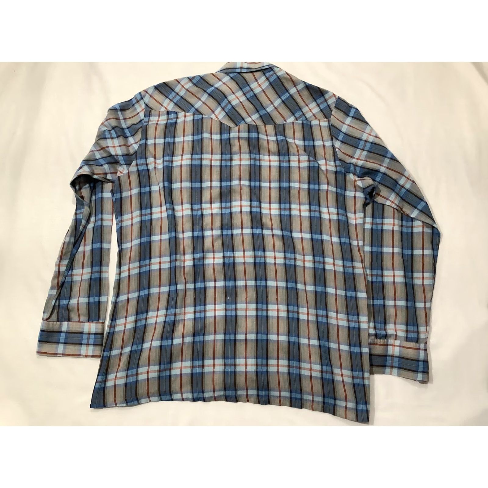 Vintage VINTAGE Ranchers Westernwear Shirt Mens Tall Large Blue Gray Plaid Pearl Snap Made USA Size US L / EU 52-54 / 3 - 7 Thumbnail