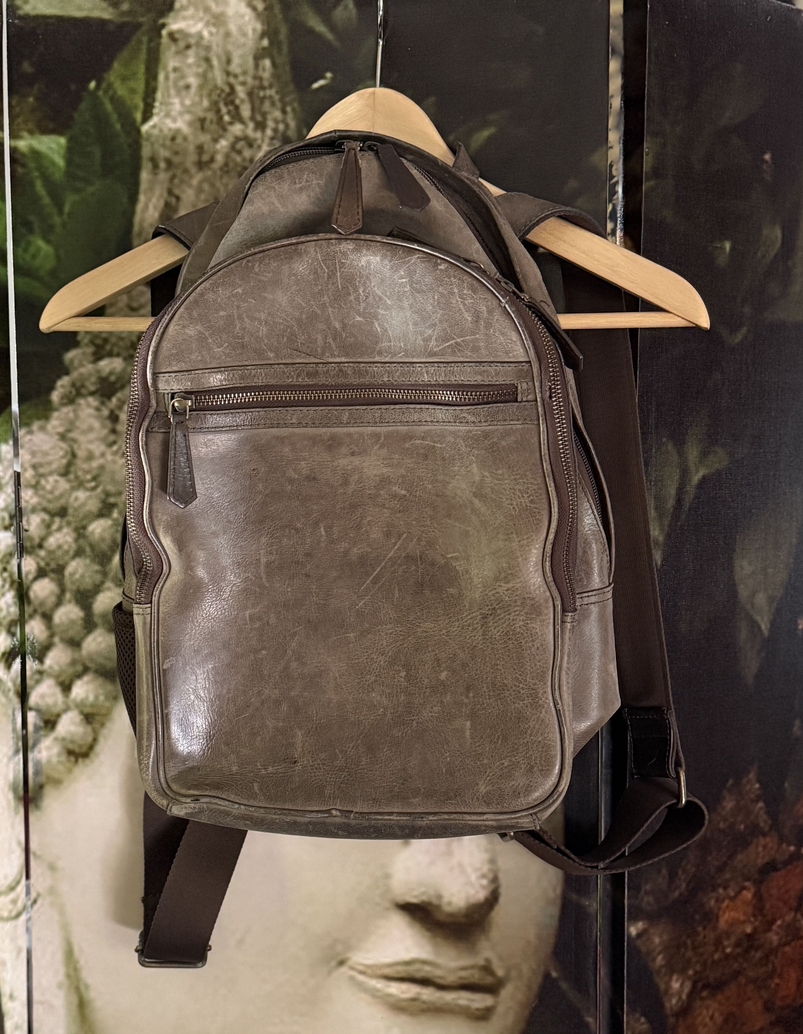 Other Green Leather Trapper Backpack – Vintage Style Unisex Size ONE SIZE - 1 Thumbnail