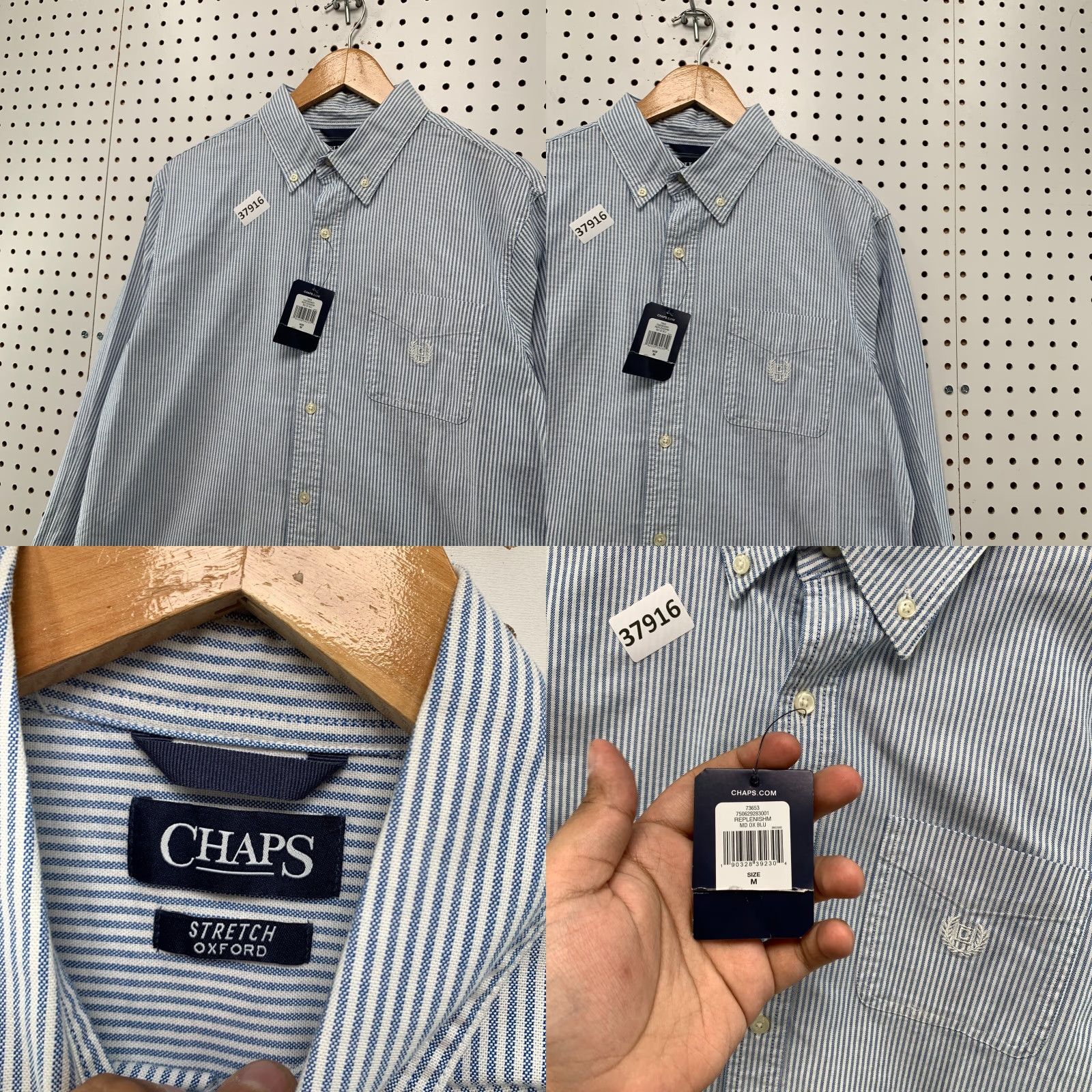 Chaps VINTAGE Chaps Button Down Shirt Mens M Blue Striped Stretch Pocket 21x30 Size US M / EU 48-50 / 2 - 8 Thumbnail
