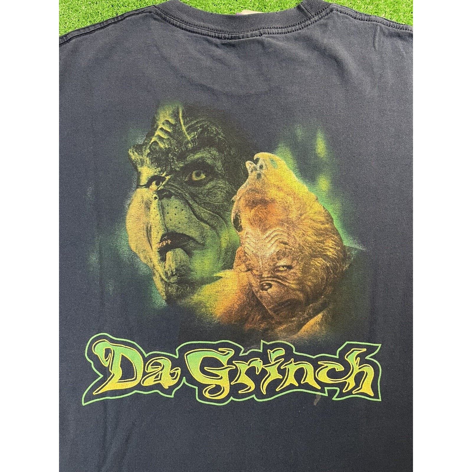 image of Vintage 2000 Jim Carrey Grinch Movie Promo XL Navy Shirt in Blue, Men's