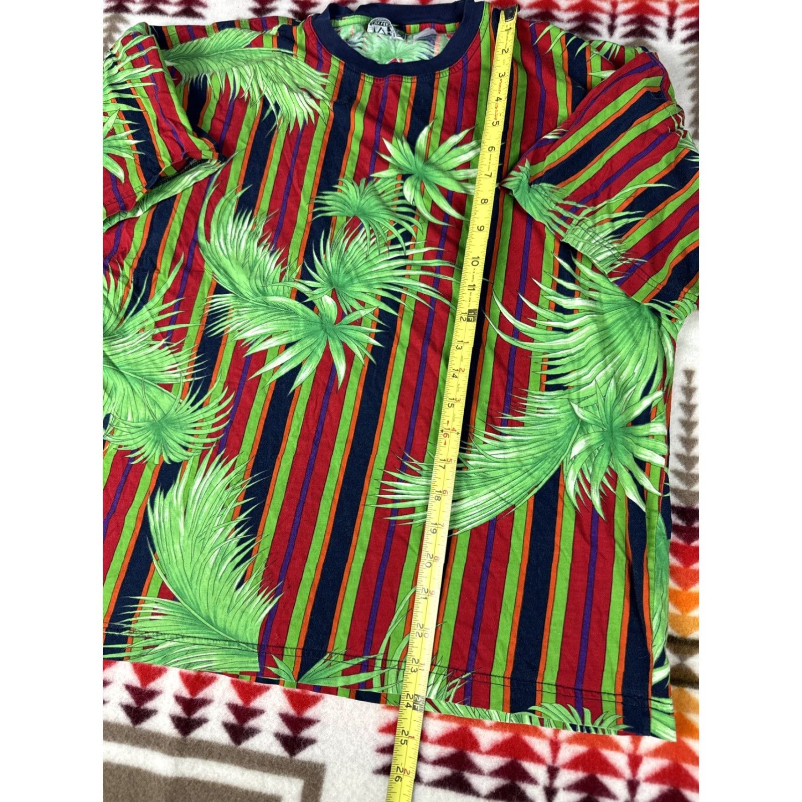 V2 Versace Vintage Stripes Colorful T-Shirt Unisex XL Shirt Mens Multicolor Check Measurements