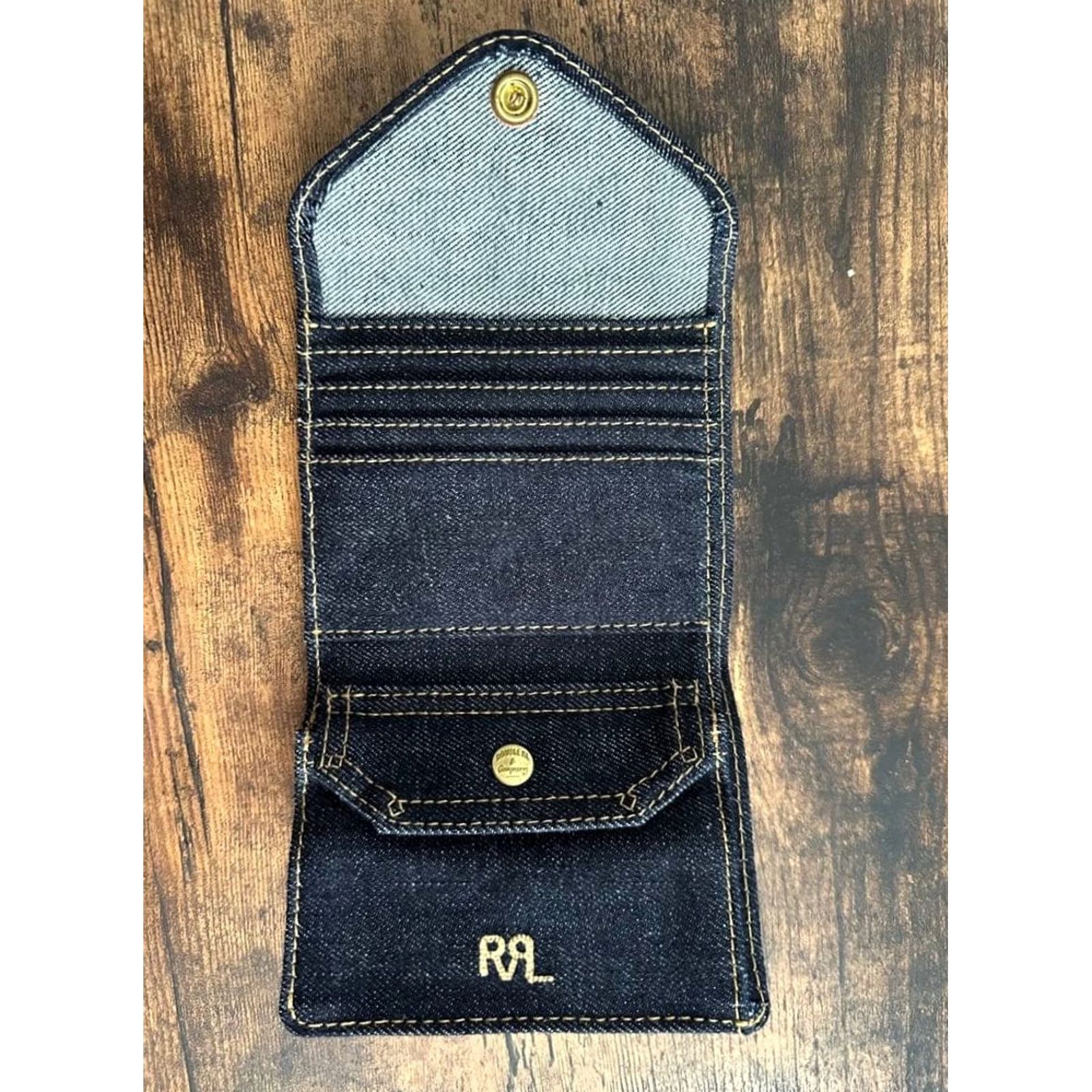 Ralph Lauren RRL RALPH LAUREN INDIGO DENIM SNAP BIFOLD WALLET MEN USED ORIGINAL BOX Size ONE SIZE - 2 Thumbnail