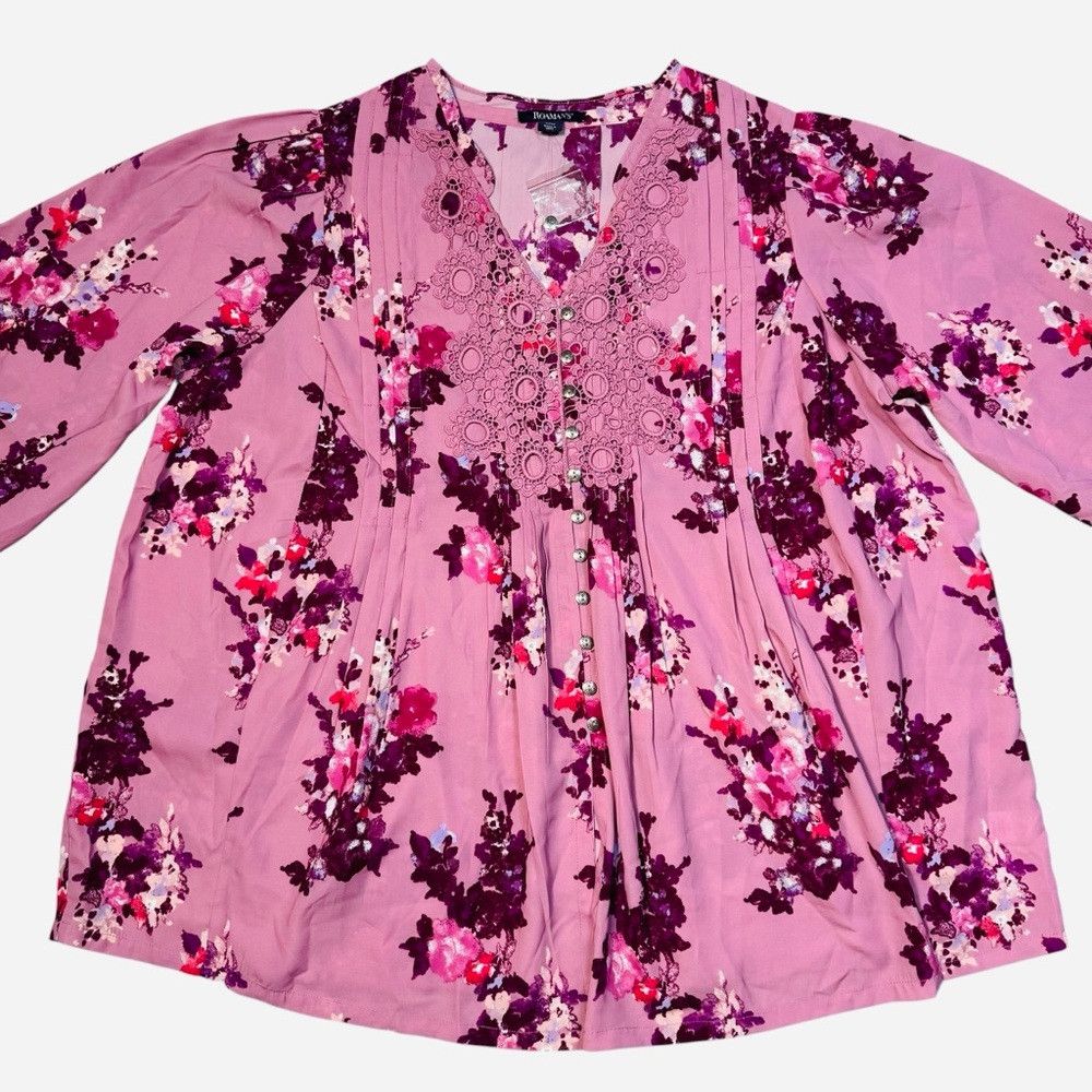 Other New Roaman's Juliet Lace Trim Shirt Size 22W Size 3XL / US 20-22 - 3 Thumbnail
