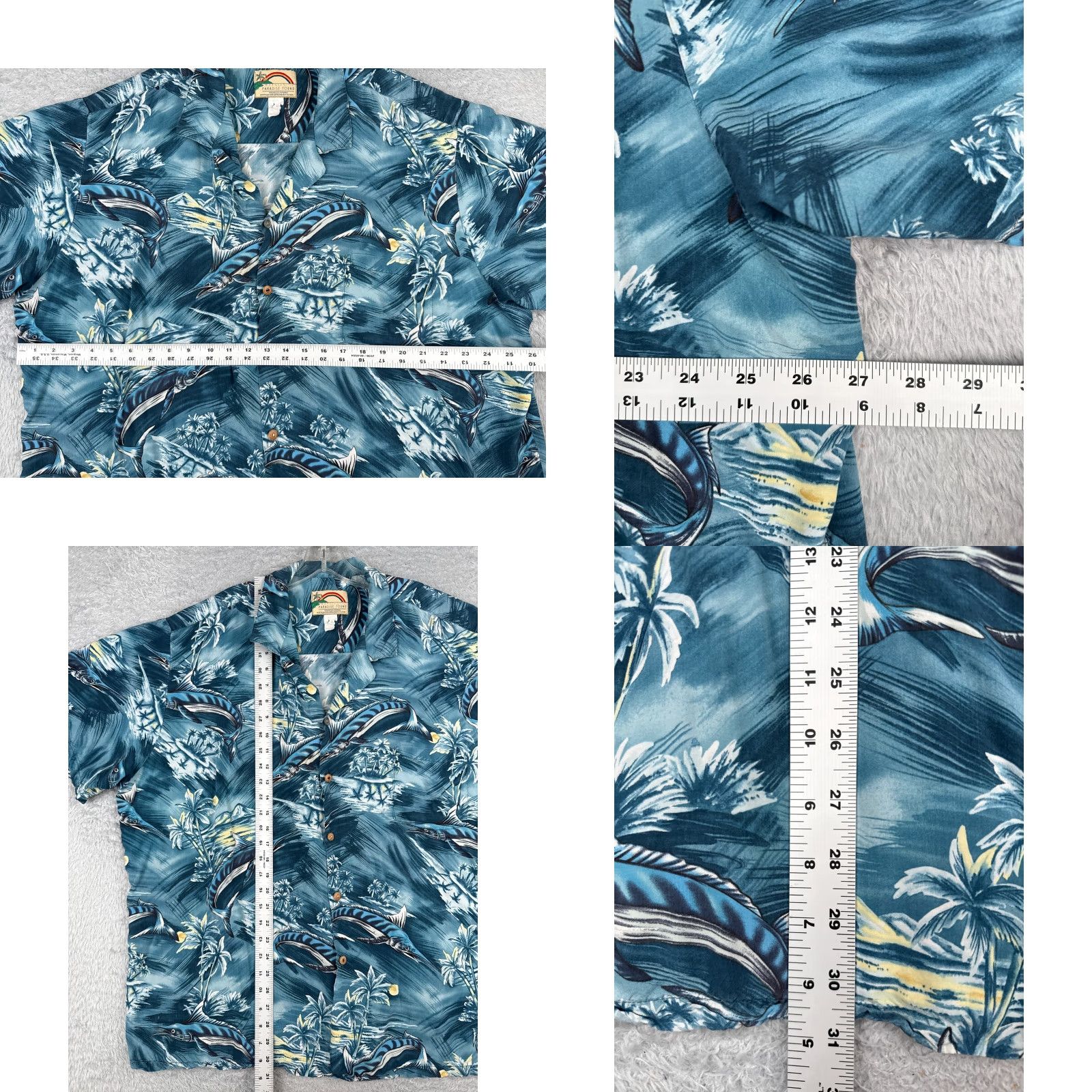 Paradise Found VINTAGE Paradise Found Shirt Men 3XL Blue Hawaiian Palm Floral Short Sleeve Button-Up Size US XXL / EU 58 / 5 - 8 Thumbnail