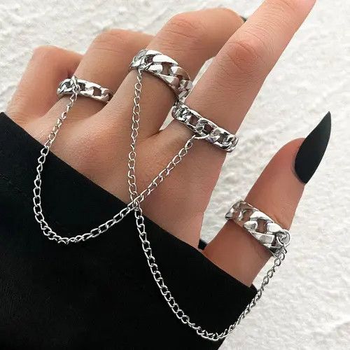 Jewelry Ishiyama x Fuji Punk Goth Grunge Chain Tassel Rings Size ONE SIZE - 3 Thumbnail