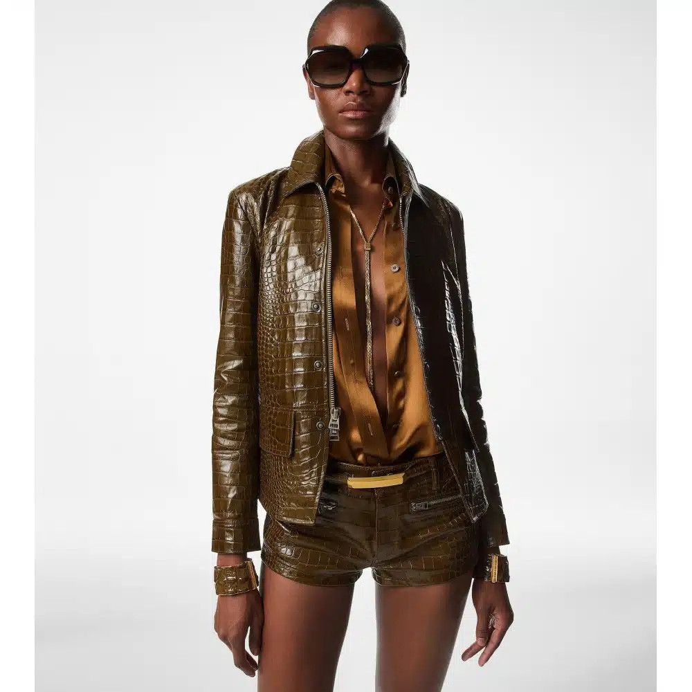 o1loc1c0425 CA3266 Fluid Charmeuse Silk Shirt in Brown