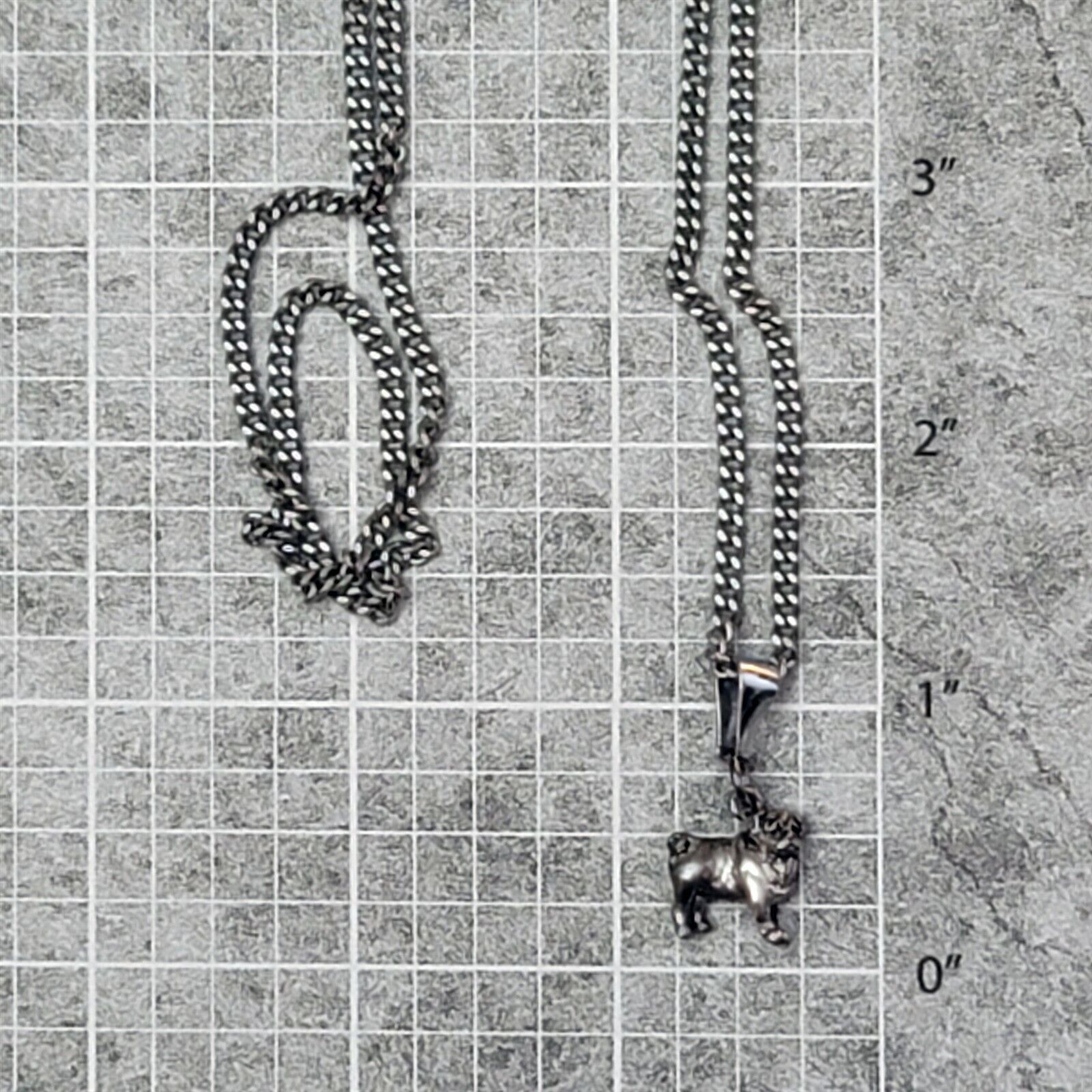 Vintage Esquivel & Fees .925 StSi Hand Cast Pug Charm 24" StSt Chain Size ONE SIZE - 4 Thumbnail