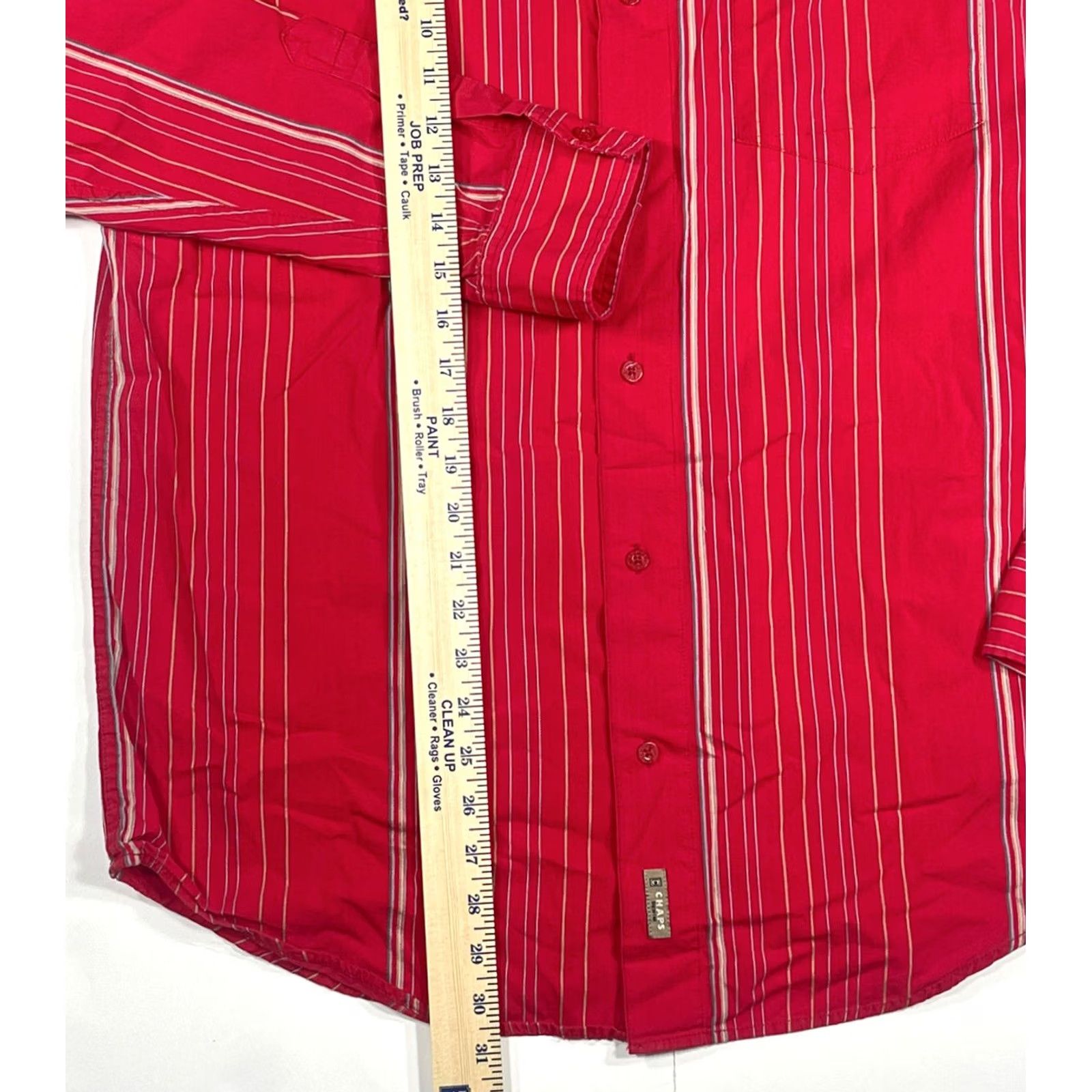 Chaps Chaps Mens Red Cotton Striped Shirt Button Front Long Sleeve Casual Size L Size US L / EU 52-54 / 3 - 4 Thumbnail