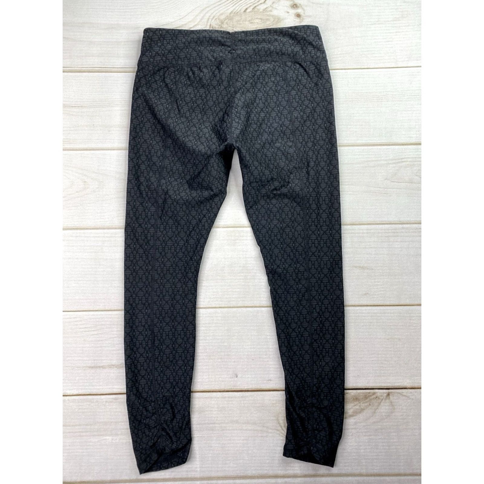 Prana prAna Leggings Womens L Black Printed Low Rise Athleisure Yoga Pilates Activewear Geometric Ruched Leg Size 36" / US 14 / IT 50 - 4 Thumbnail