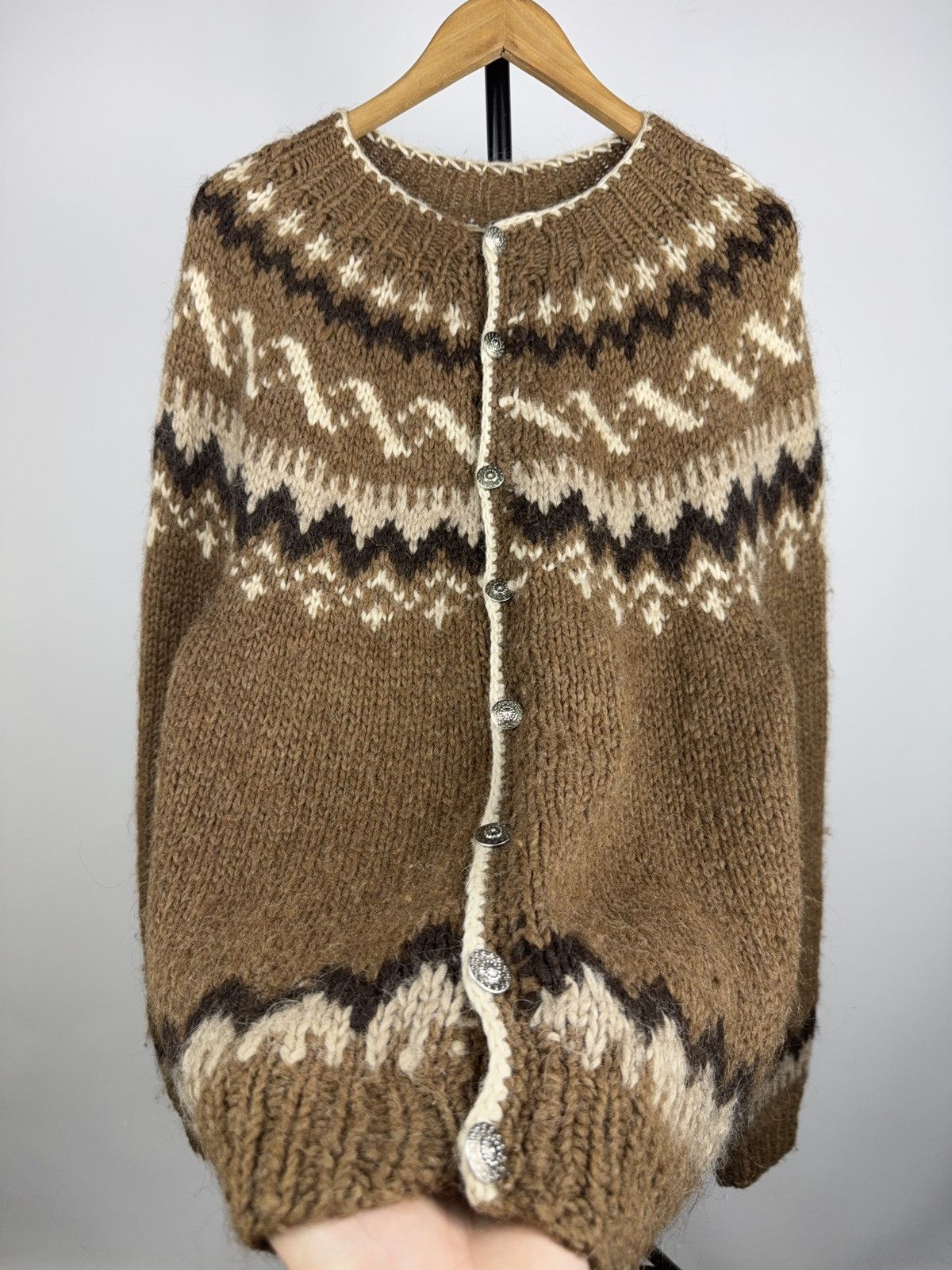 Vintage Nordic Wool Iceland Cardigan Dale Of Norway Style Brown Size US XL / EU 56 / 4 - 6 Thumbnail