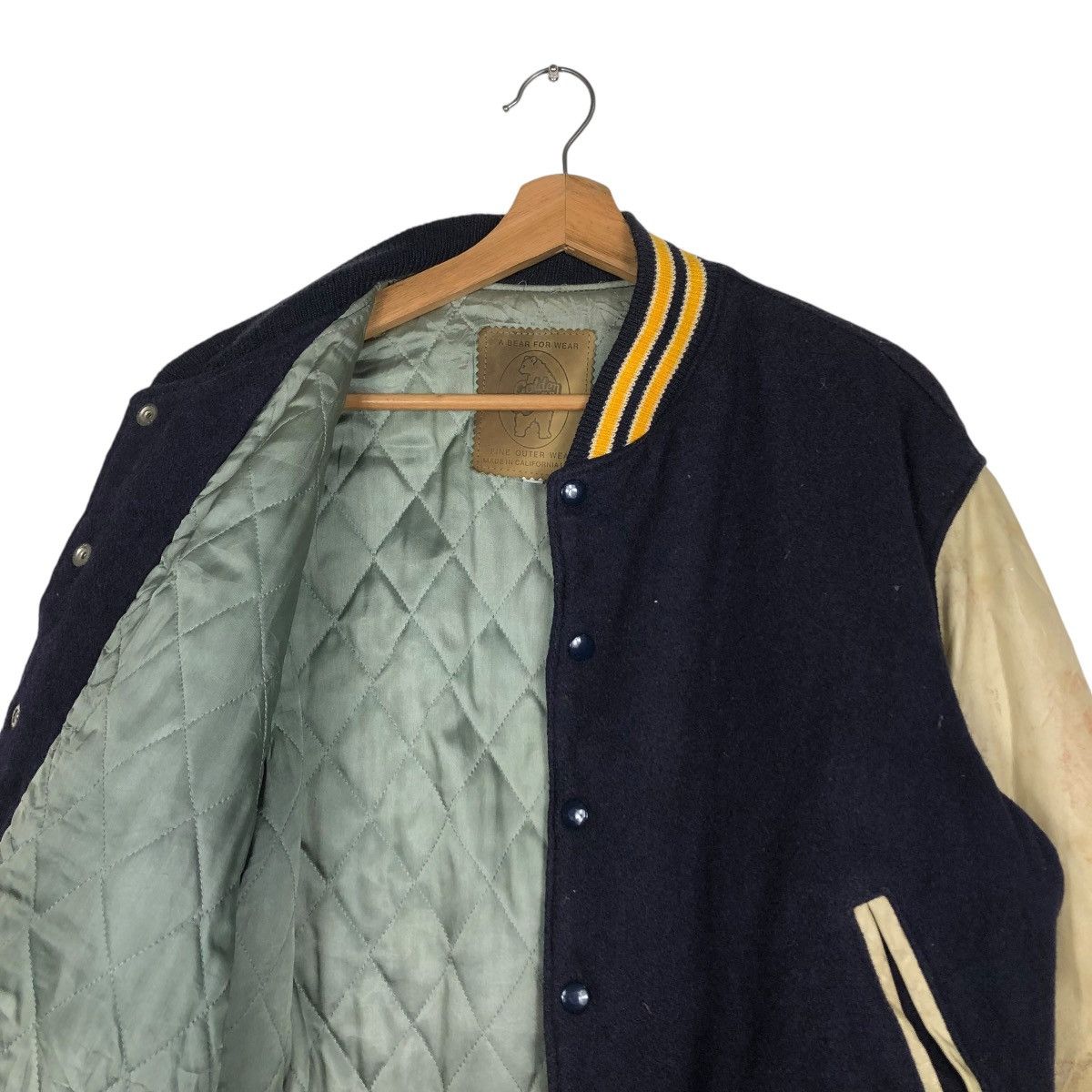 Golden Bear 🔥VINTAGE VARSITY LEATHER JACKET GOLDEN BEAR MADE IN USA Size US L / EU 52-54 / 3 - 14 Thumbnail