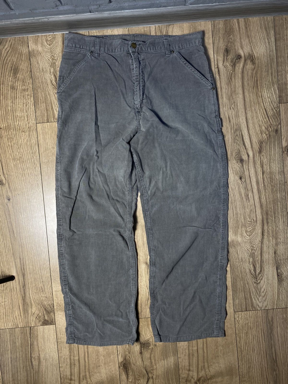 Carhartt Carhartt WIP Grey Corduroy Carpenter Pants Relaxed Fit 34x34 Size US 34 / EU 50 - 1 Thumbnail