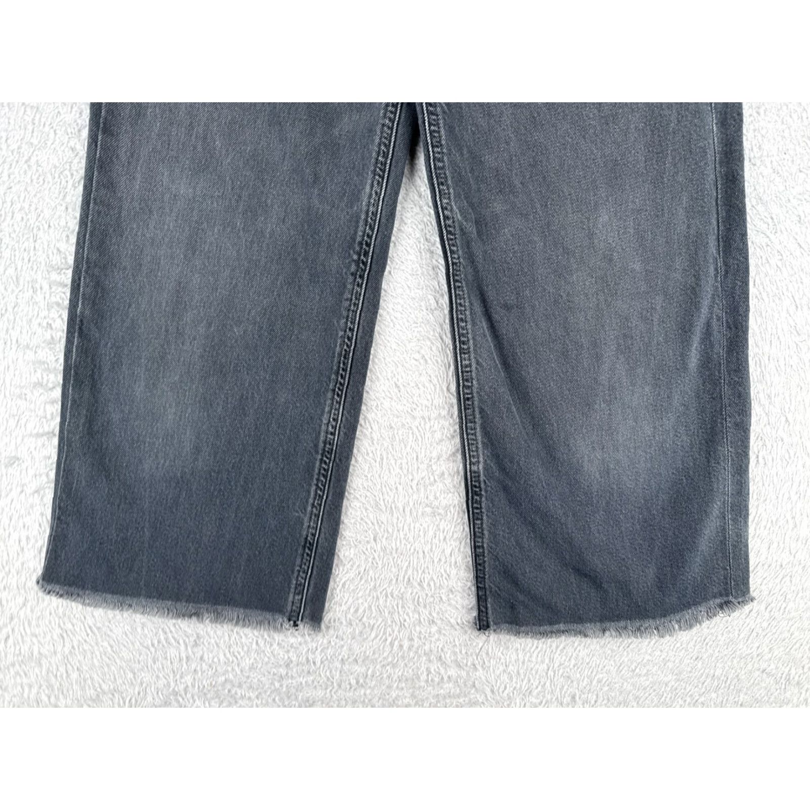 Asos ASOS Jeans Womens 30 Black Wide Leg High Rise Raw Hem Cotton 30x32 Denim Distressed 5-Pocket Womens Pants Jeans Regular Black ASOS Size 30" / US 8 / IT 44 - 2 Thumbnail