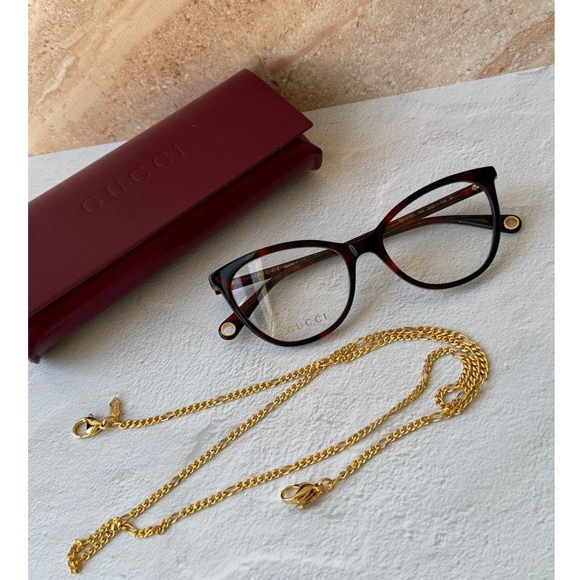 Gucci NEW Gucci GG1079O Brown Chain Cat Eye Eyeglasses Frames $650 Size ONE SIZE - 1 Thumbnail