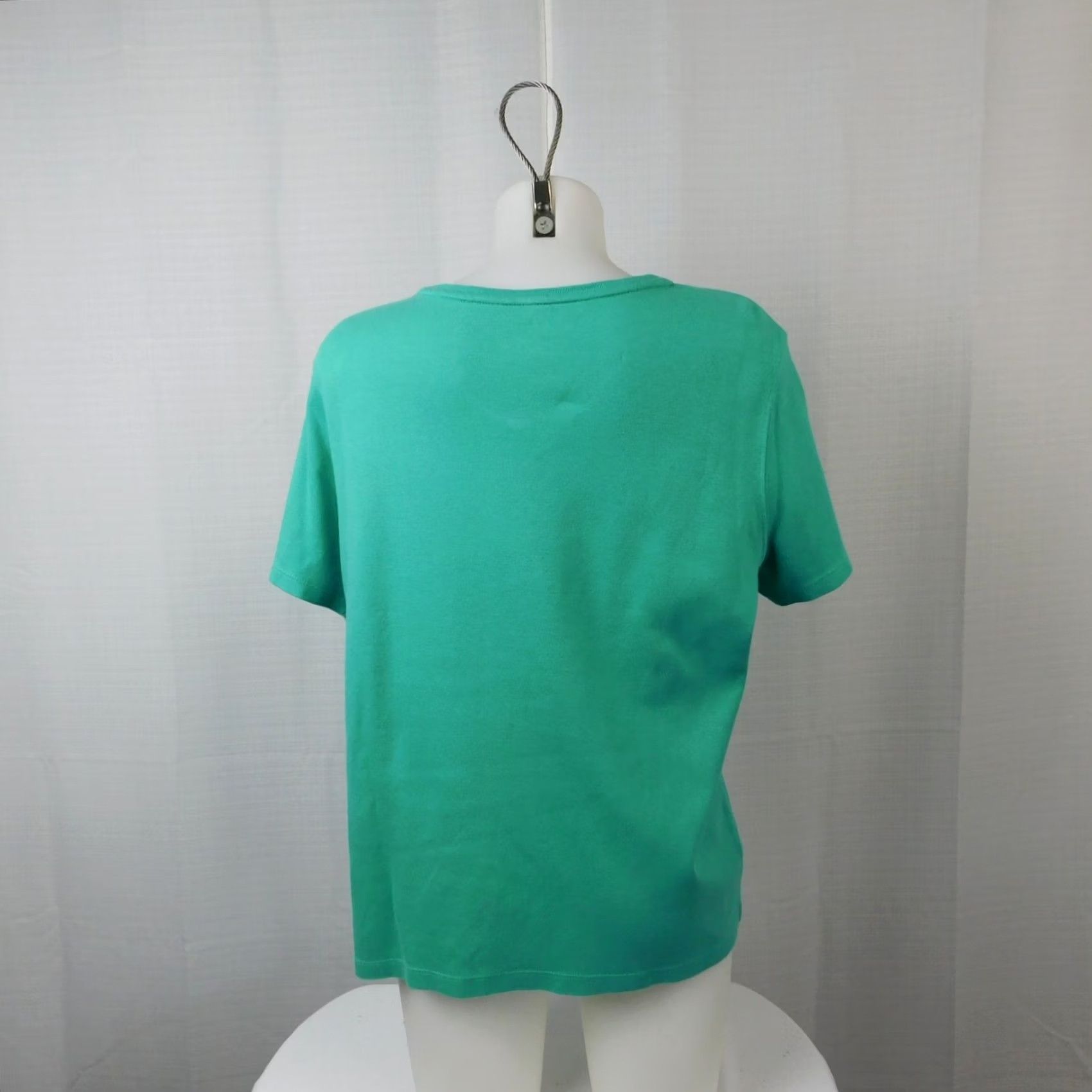 Vintage Karen Scott T-Shirt Adult Large Teal Cotton V-Neck Short Sleeve Casual Size L / US 10 / IT 46 - 2 Thumbnail