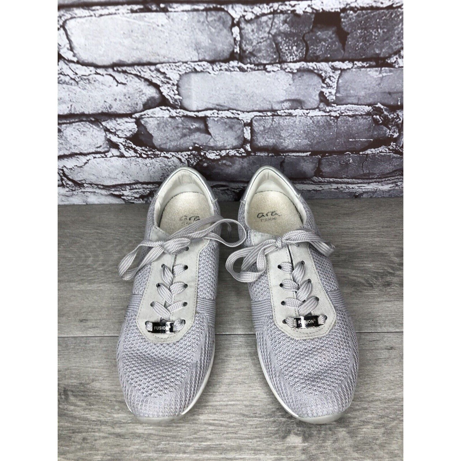 Other Ara Light Gray Knit Fabric Lace Up Casual Sneakers Women Sz Size US 9.5 / IT 39.5 - 3 Thumbnail