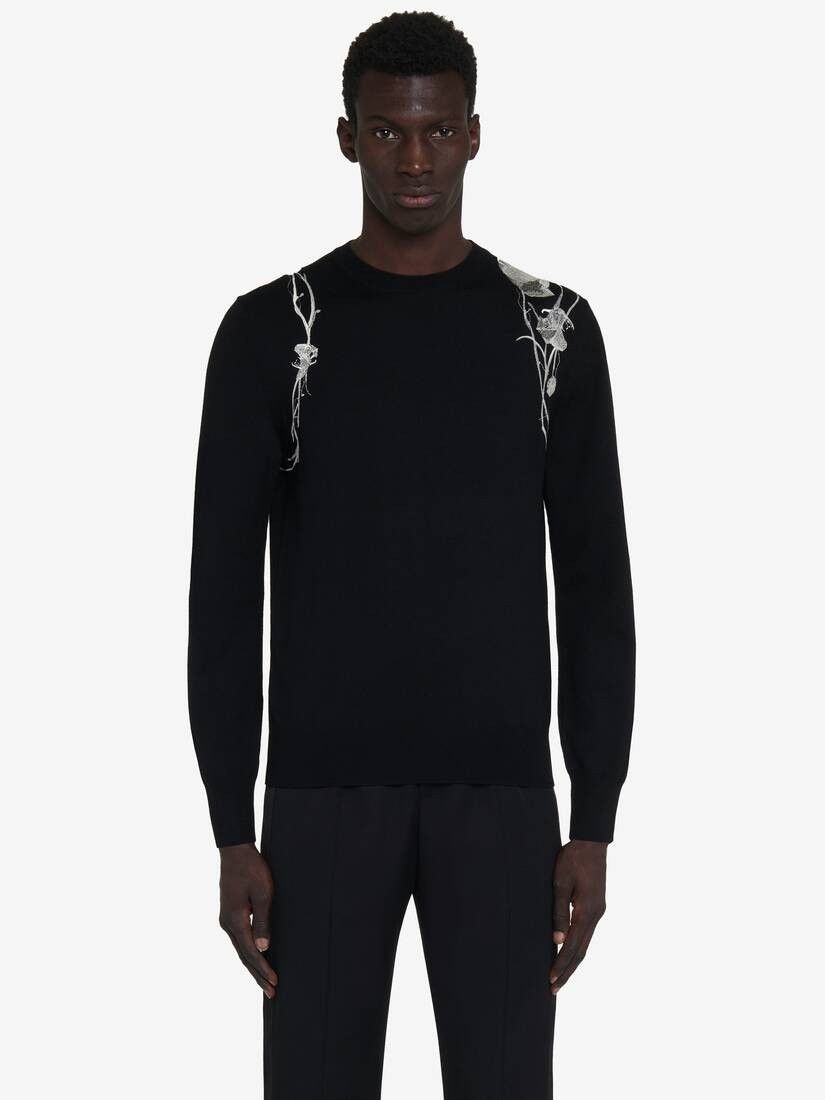 Alexander McQueen o1w1db10725 Pressed Flower Harness Jumper in Black Size US S / EU 44-46 / 1 - 1 Thumbnail