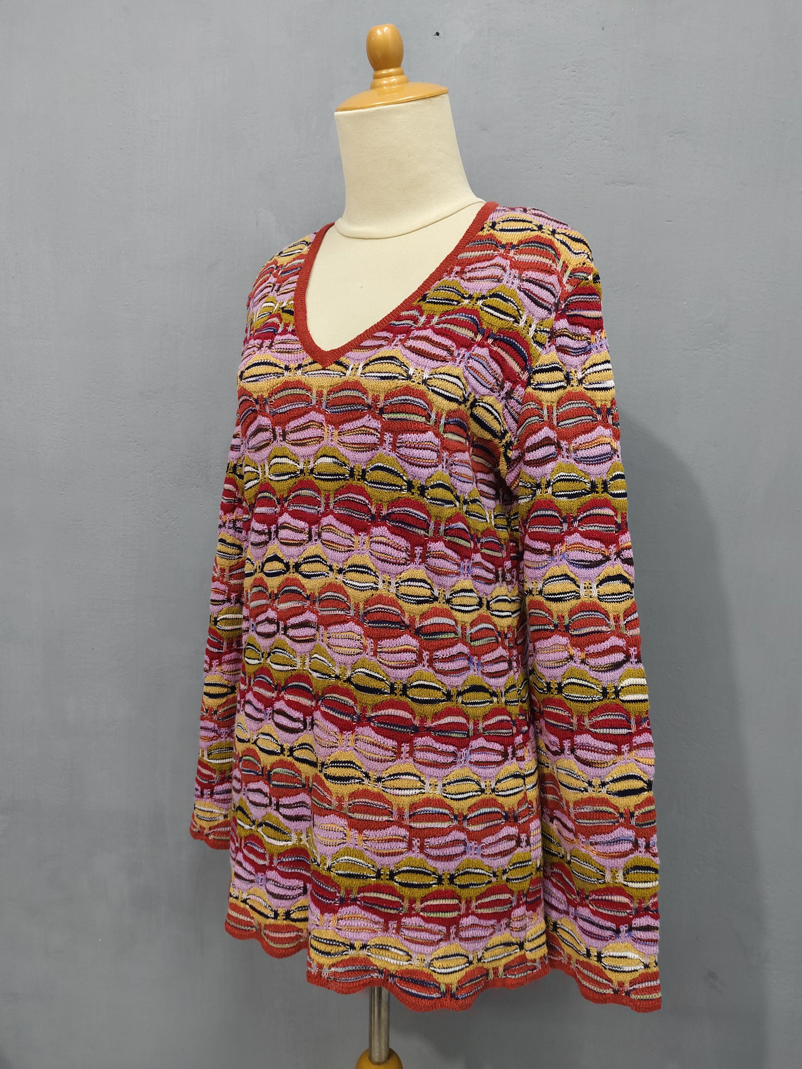 Missoni 90s Missoni 🔥 Jacquard Pattern Knitted Sweater Size M / US 6-8 / IT 42-44 - 3 Thumbnail