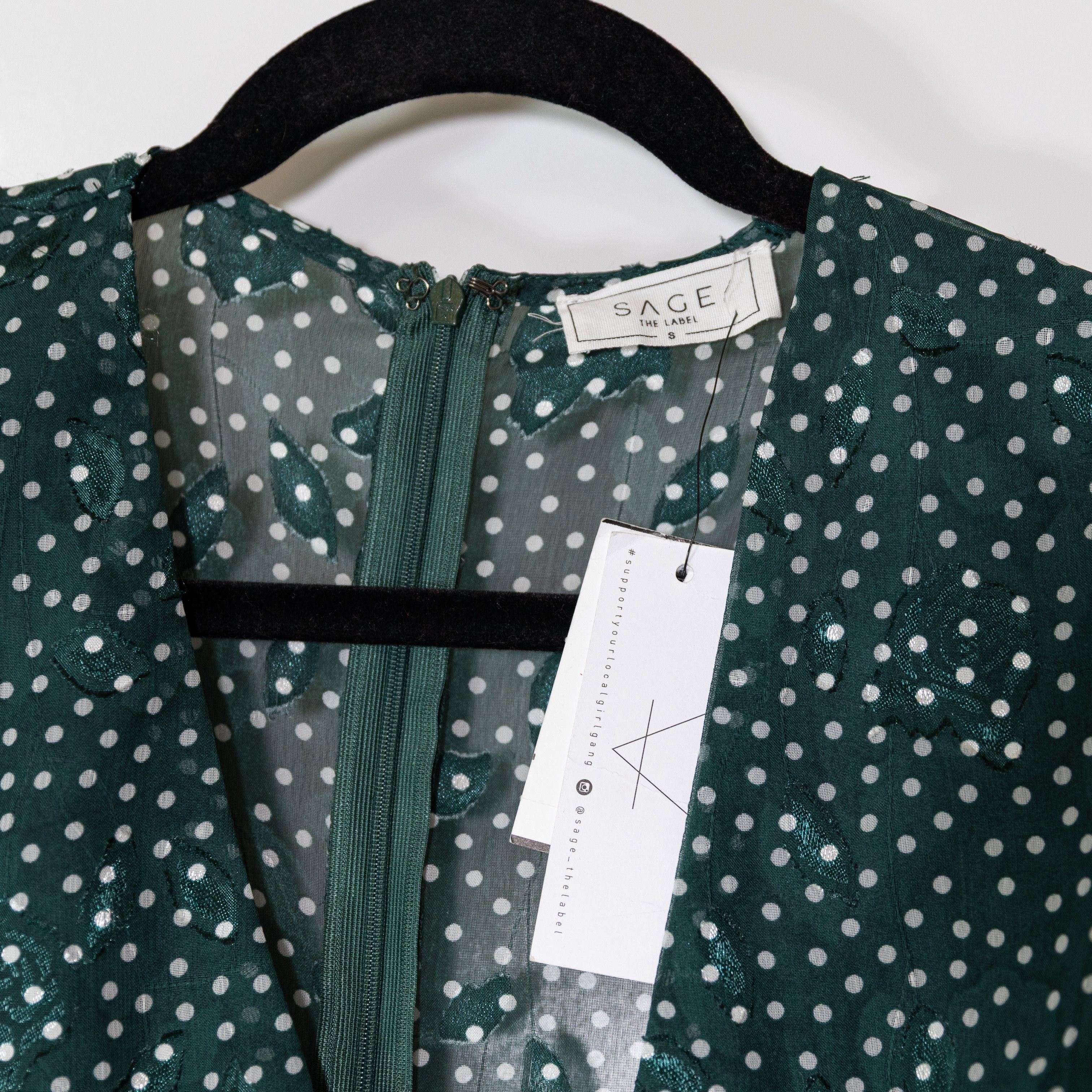 Sage NEW Sage The Label Green White Polka Size S / US 4 / IT 40 - 2 Thumbnail
