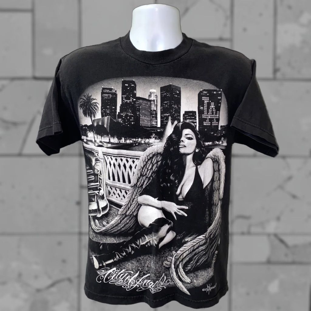 Vintage DGA Mens Black Graphic Short Sleeve T-Shirt City of Angels LA 19 In Armpit S Mens Shirt Black Graphic LA City of Angels 19 In Armpit Size US S / EU 44-46 / 1 - 1 Thumbnail