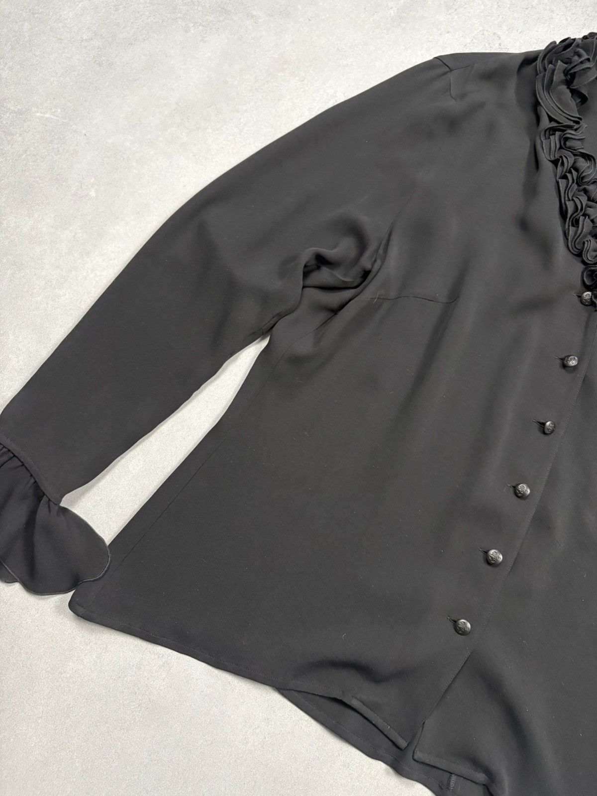Escada Escada Black Silk Ruffle Blouse Vintage Luxury Womens Top 42 Size M / US 6-8 / IT 42-44 - 6 Thumbnail