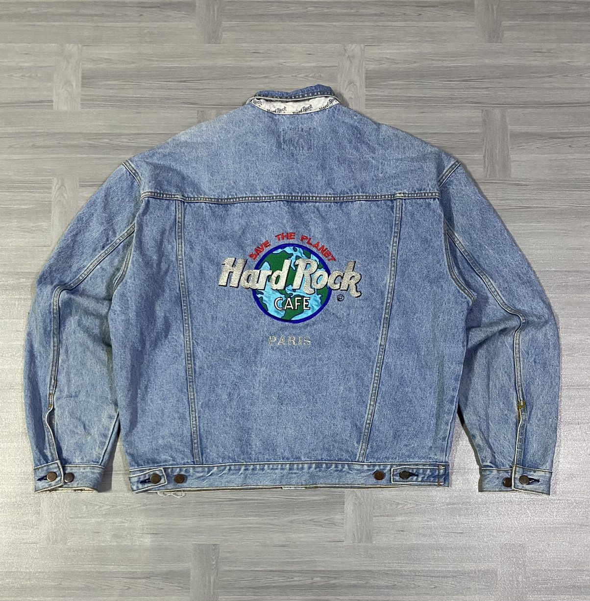 Hard Rock Cafe Vintage Hard Rock Cafe Paris Save The Planet Denim Jacket Size US XL / EU 56 / 4 - 1 Thumbnail