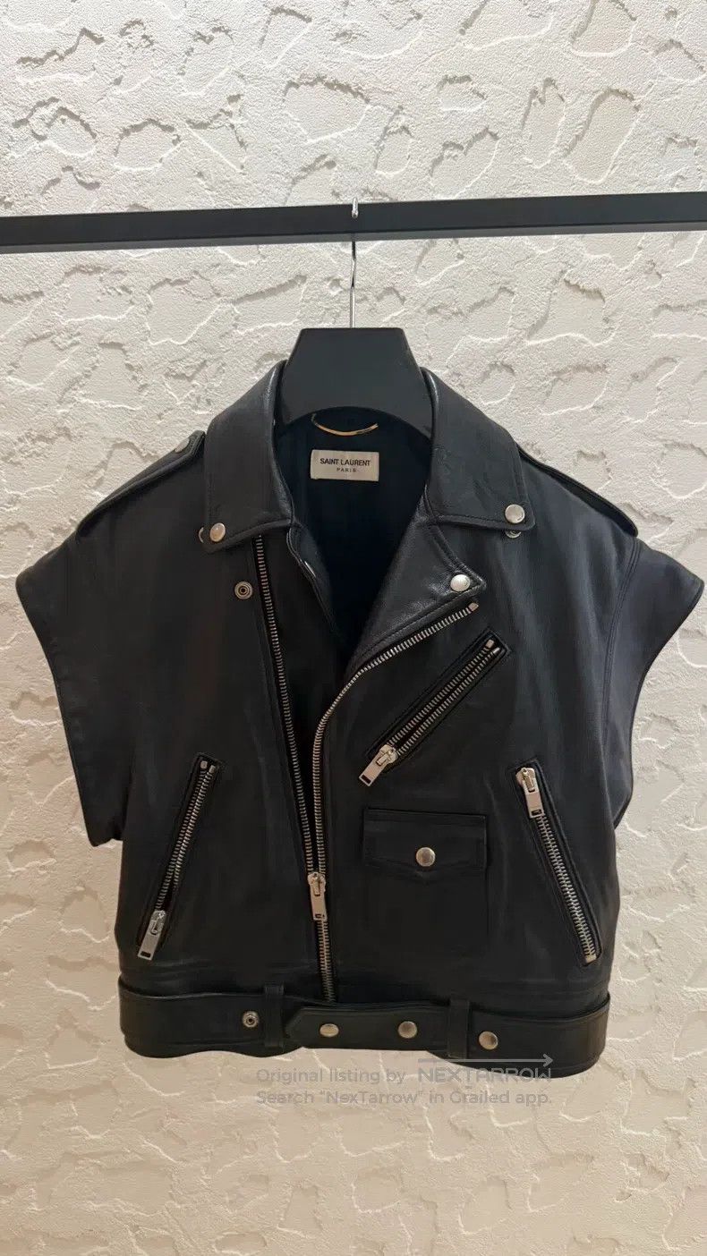 Saint Laurent Paris Saint Laurent Paris Black Leather Biker Vest Jacket Size US M / EU 48-50 / 2 - 1 Thumbnail