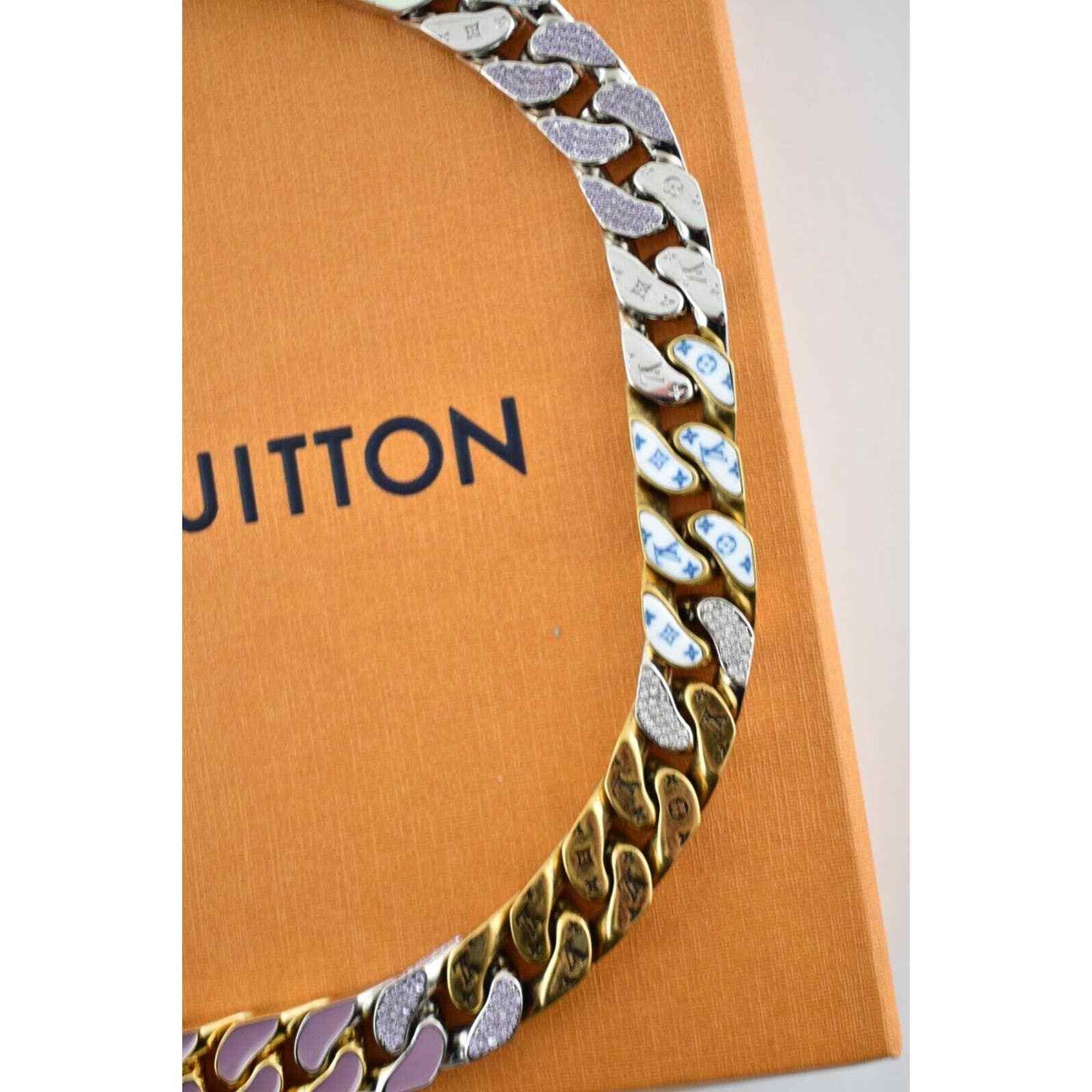 Louis Vuitton Louis Vuitton Gold Silver Crystal Abloh Chain Necklace Size ONE SIZE - 4 Thumbnail