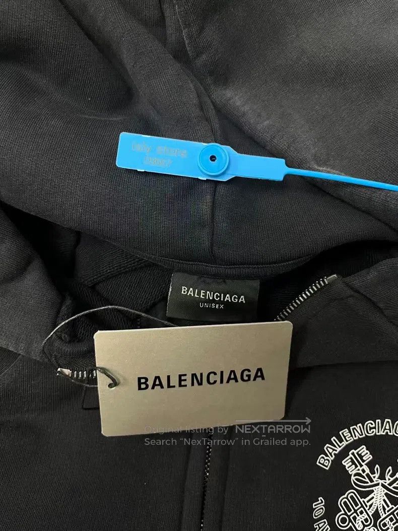 Balenciaga Balenciaga Logo Letter Printed Zipper Hooded Long Sleeve S Size US L / EU 52-54 / 3 - 5 Thumbnail