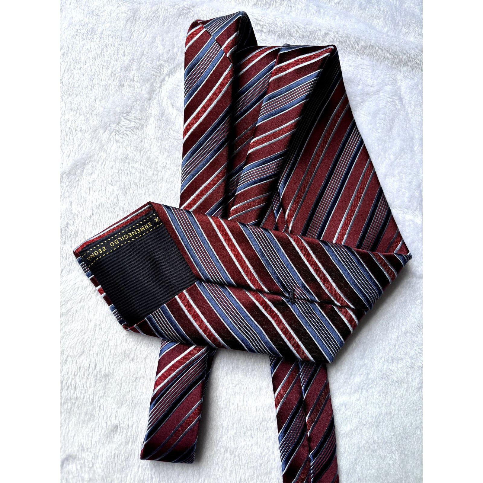 Ermenegildo Zegna ERMENEGILDO ZEGNA Red Multicolored Striped Textured Silk Cot Size ONE SIZE - 2 Thumbnail