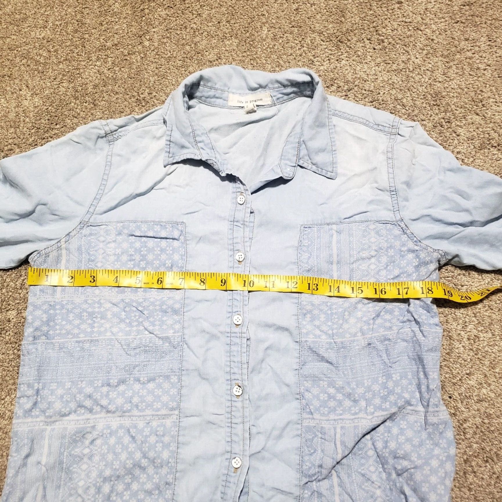 Alife Life in Progress Shirt Women's Medium Blue Button-Up Casual Long Sleeve Size M / US 6-8 / IT 42-44 - 4 Thumbnail
