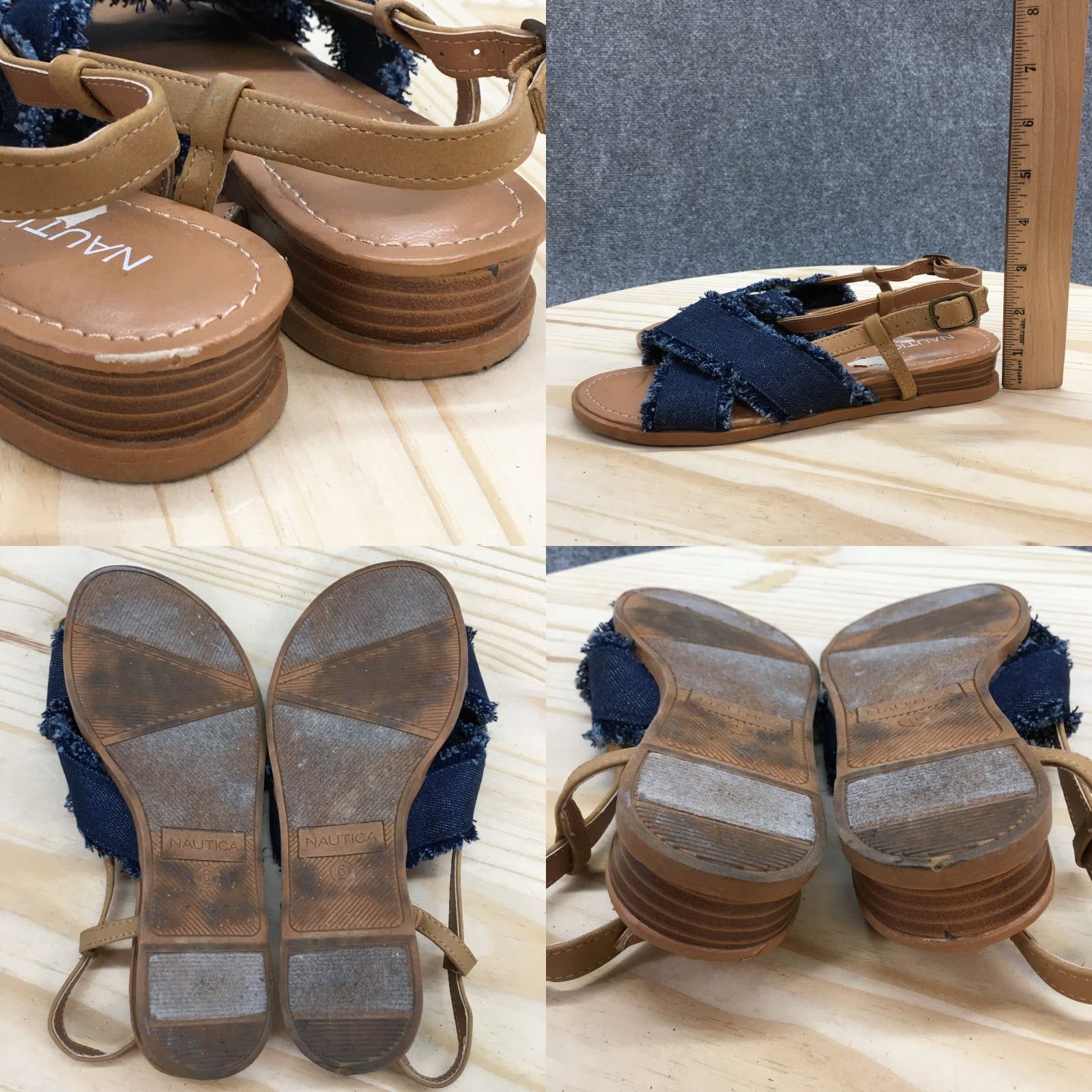Nautica Nautica Basin Slingback Flats Buckle Straps Casual Blue Fabric Sandals Womens 6 Size US 6 / IT 36 - 8 Thumbnail
