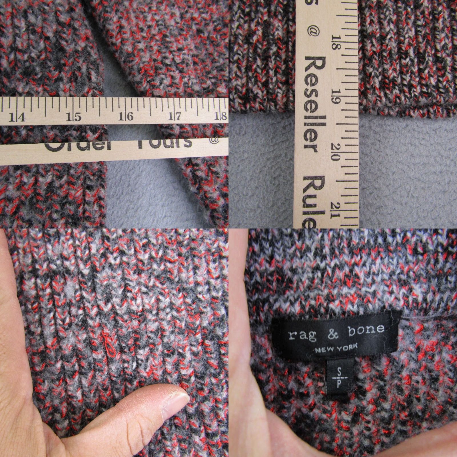 Rag & Bone rag & bone Rag & Bone Sweater Women’s Small Red Gray Merino Wool Blend Thick Knit Pullover Size S / US 4 / IT 40 - 8 Thumbnail