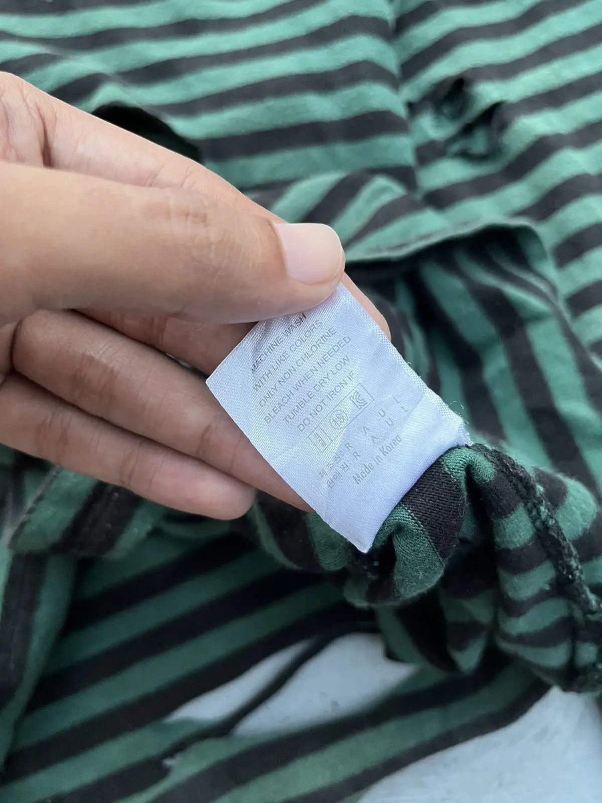 Japanese Brand Vintage Grunge Distressed Striped Long Sleeve - Green/Black Size US S / EU 44-46 / 1 - 3 Thumbnail