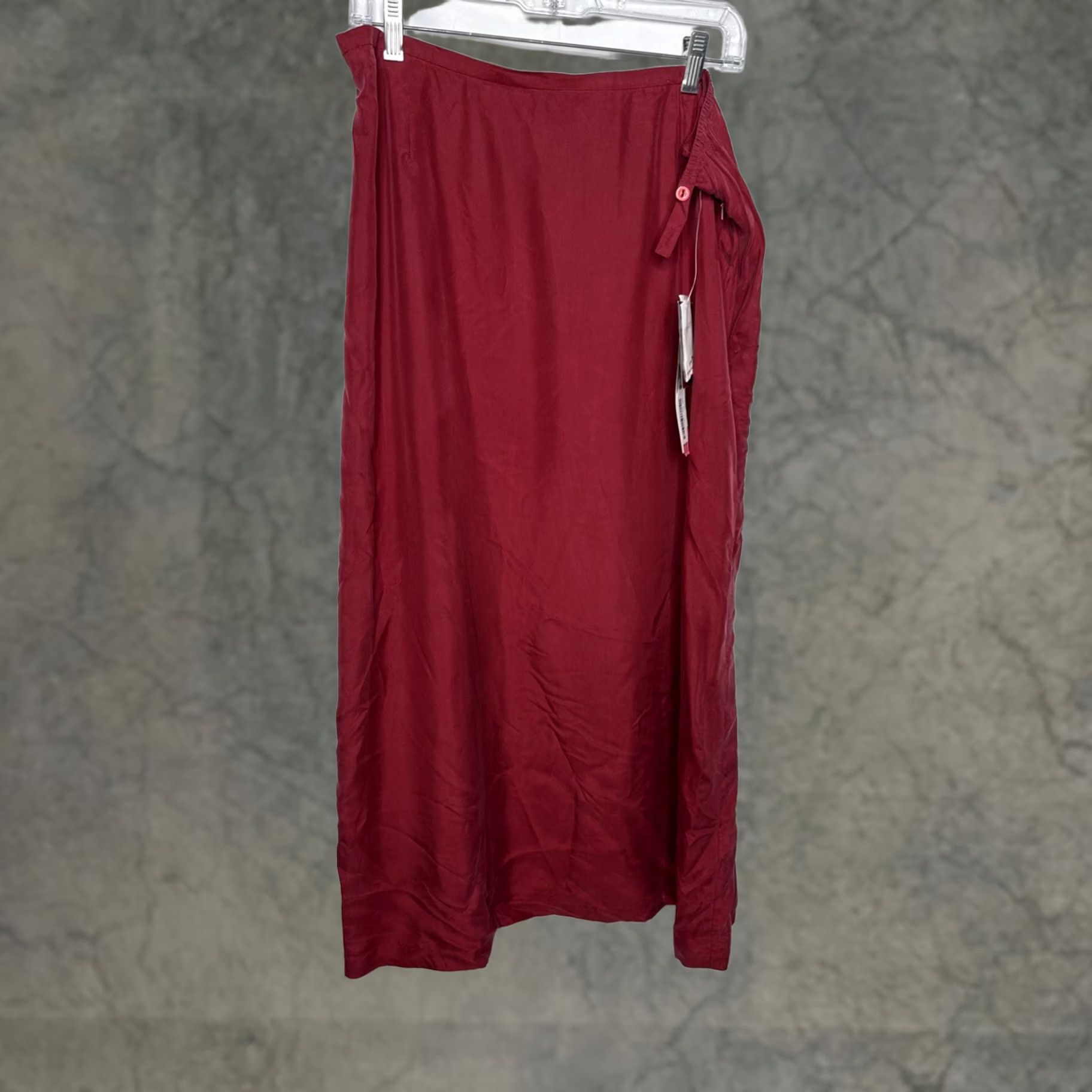 Vintage Josephine Chaus Silk Maxi Skirt 1XL Burgundy Long Romantic Side Zip New in Red, Women's (Size 40)
