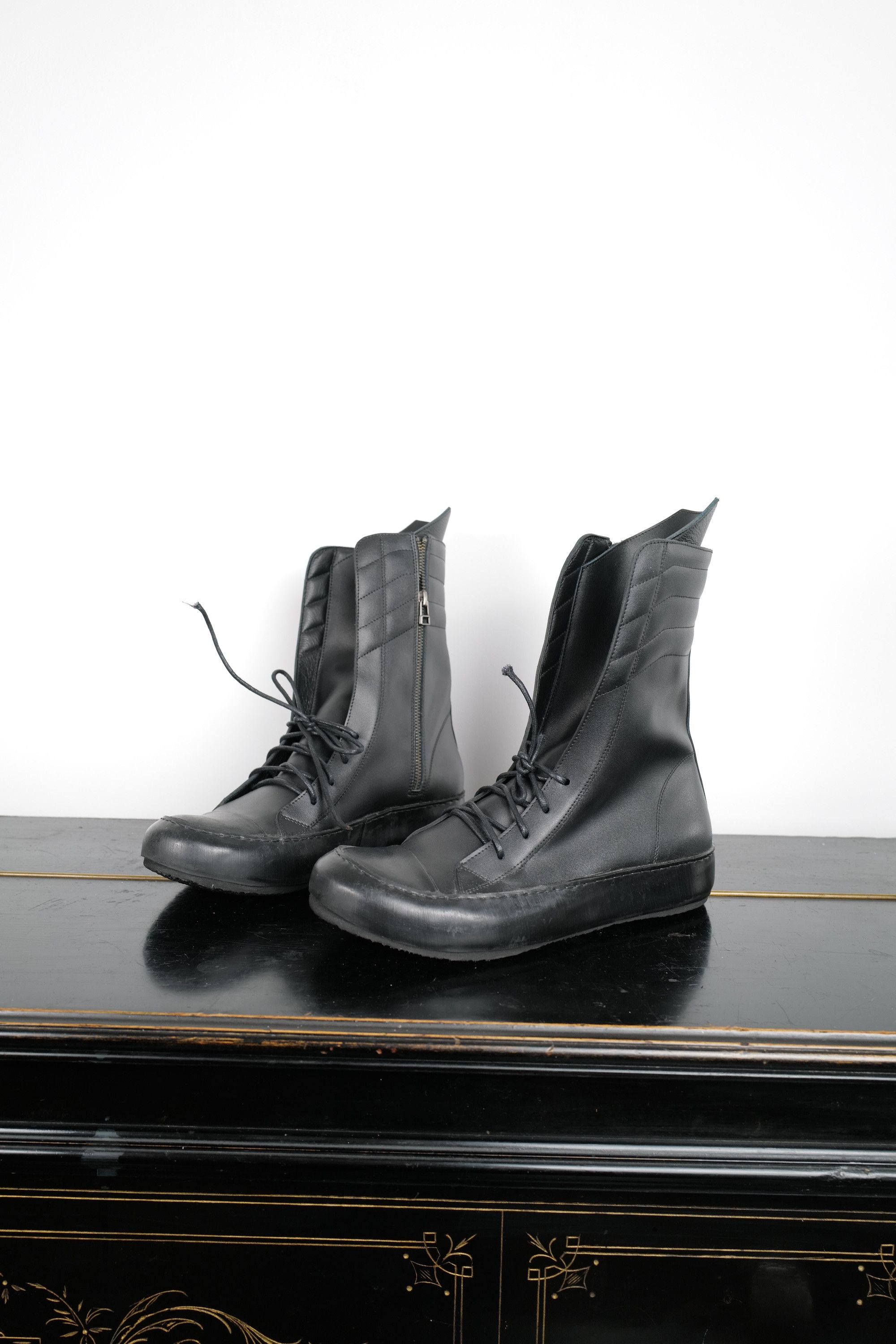 Other HI TOP RICK OWENS TYPE LEATHER SHOES Size US 8 / EU 41 - 2 Thumbnail