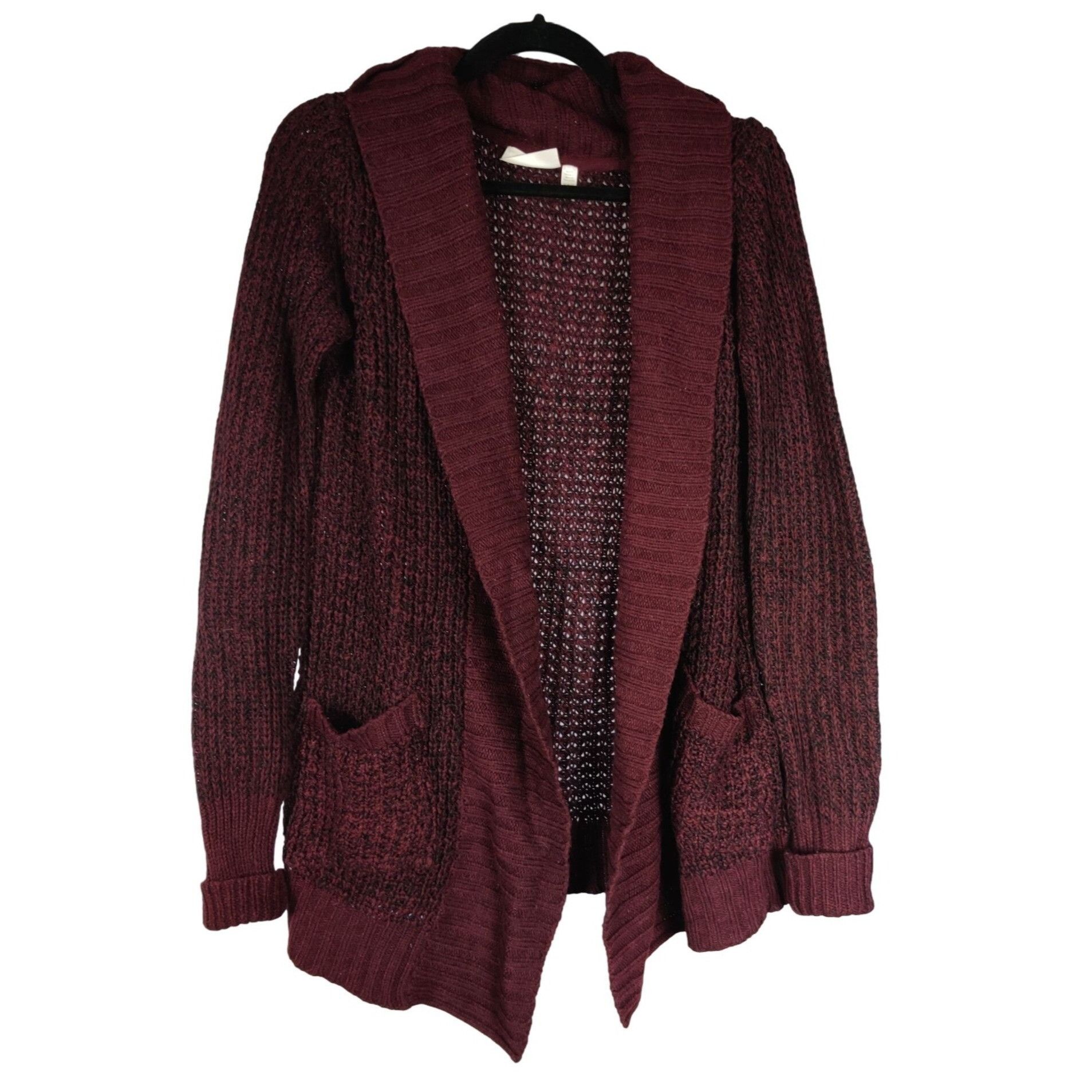 Other RD Style S Open Front Marled Burgundy Knit Cardigan Pockets Size S / US 4 / IT 40 - 1 Thumbnail