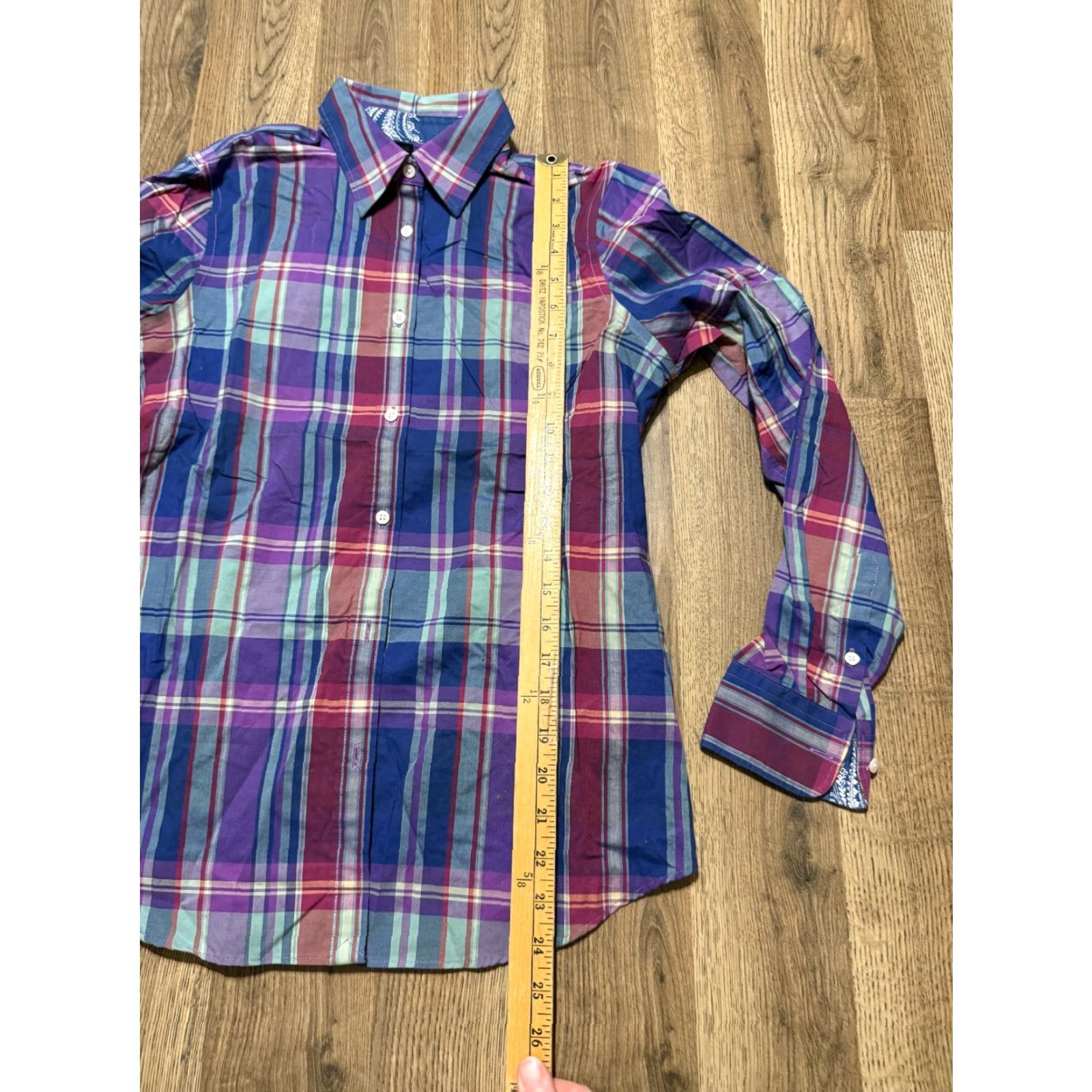 Chaps Chaps Shirt Women's Small, Purple Green Blue Plaid Long Sleeve Button Up No Iron Size S / US 4 / IT 40 - 7 Thumbnail