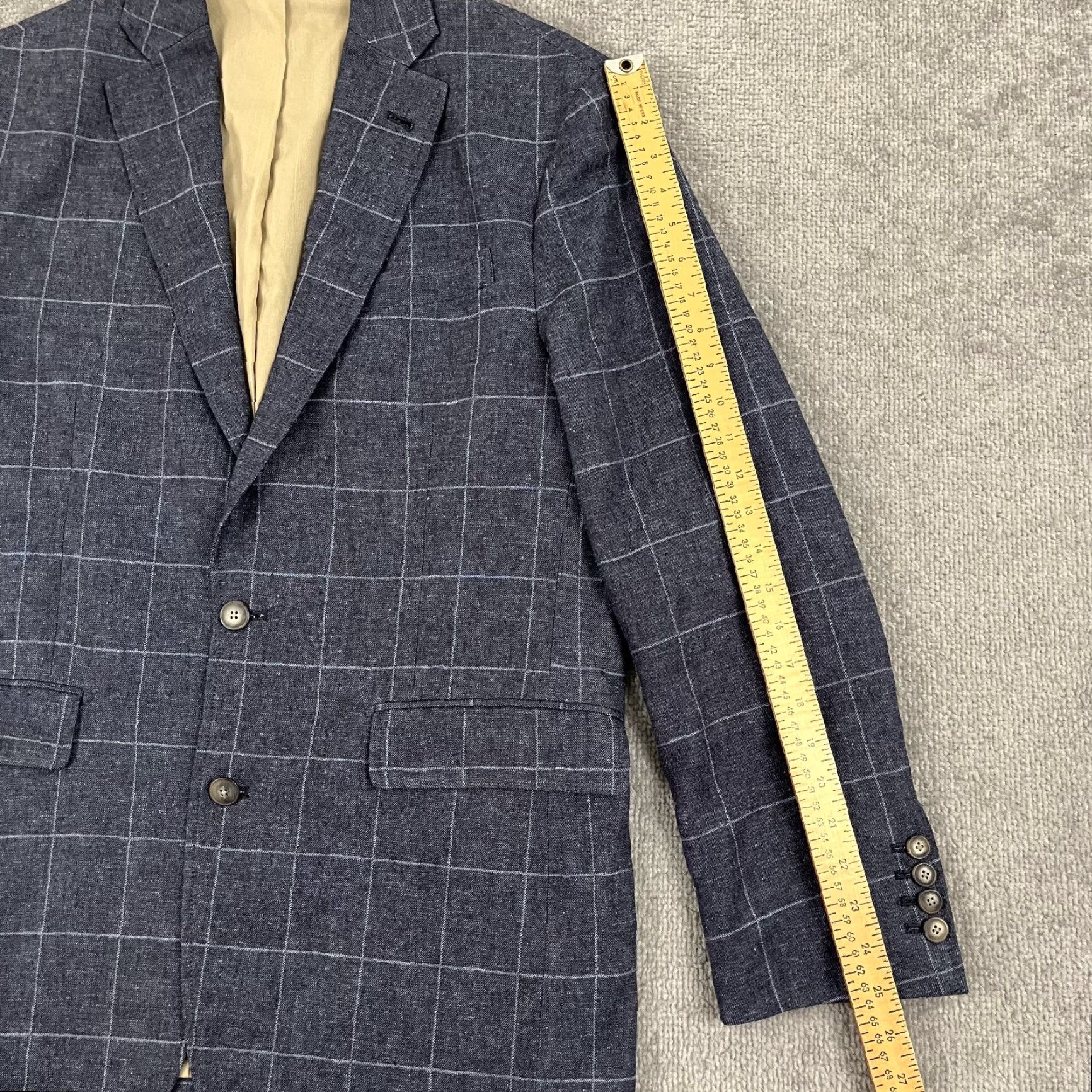Orvis Orvis Blazer Mens 40R Blue Windowpane Plaid Linen Blend Sports Jacket Coat Size 40R - 7 Thumbnail