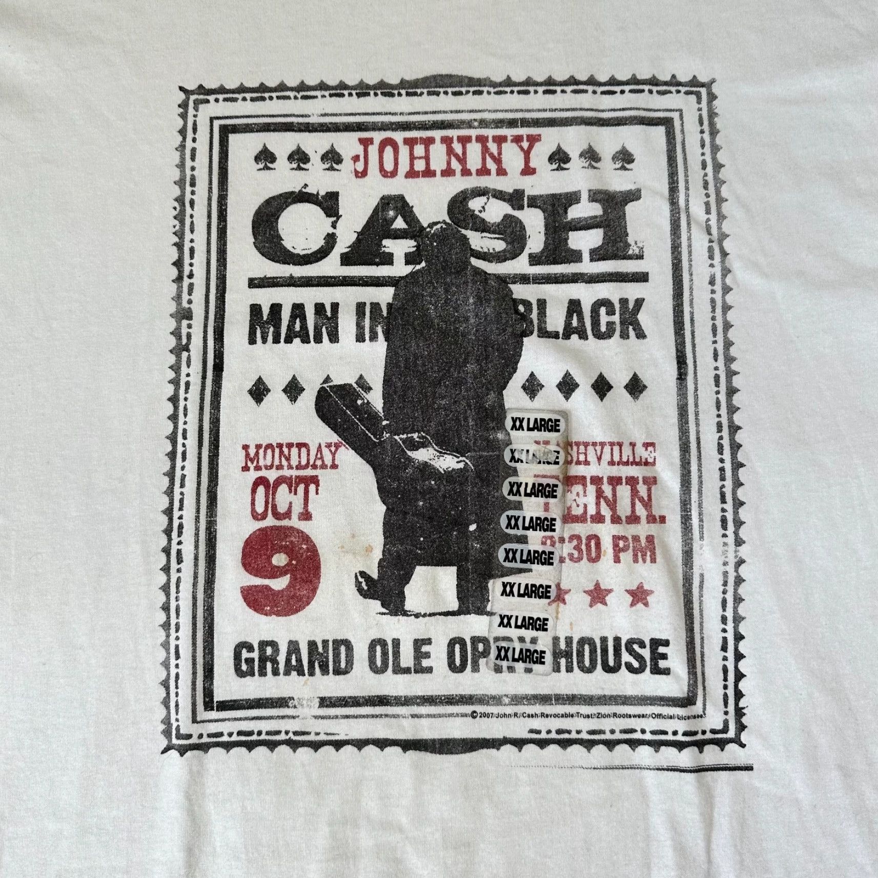 Vintage VINTAGE Johnny Cash Shirt Mens 2X White Cotton Crew Neck Long Sleeve T-Shirt Size US XXL / EU 58 / 5 - 2 Thumbnail