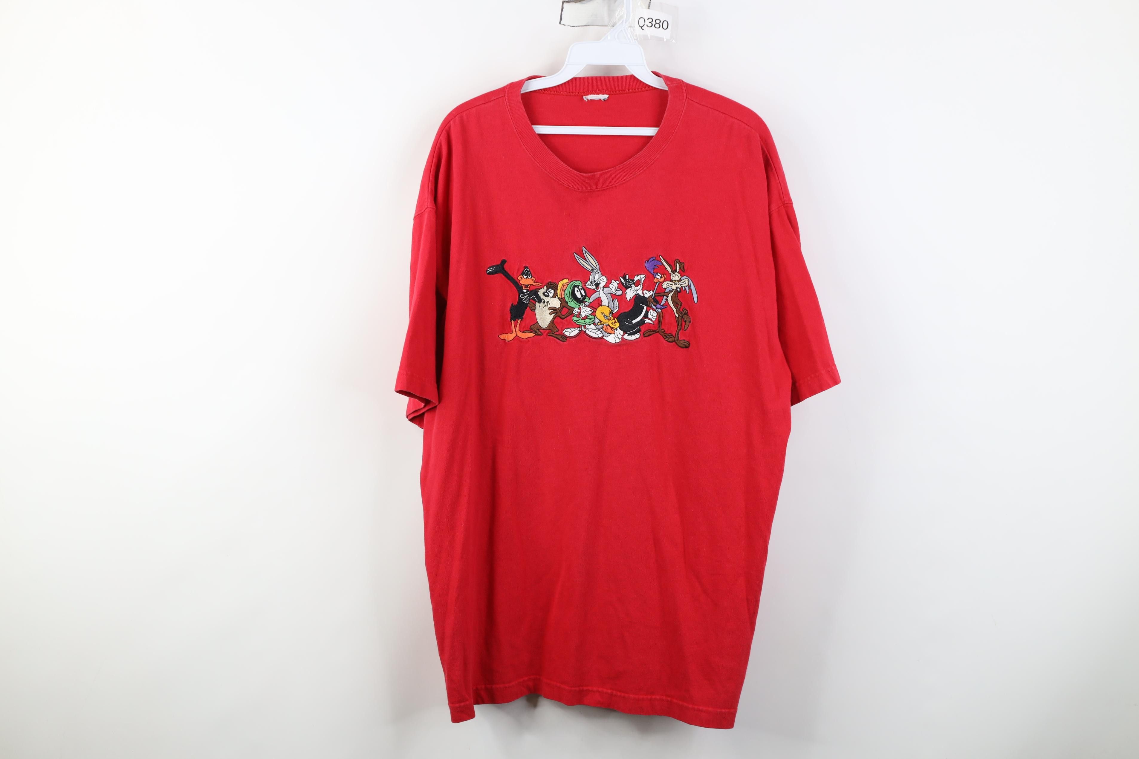 Vintage Vintage 90s Looney Tunes Bugs Bunny and Friends T-Shirt Red Size US XL / EU 56 / 4 - 1 Thumbnail