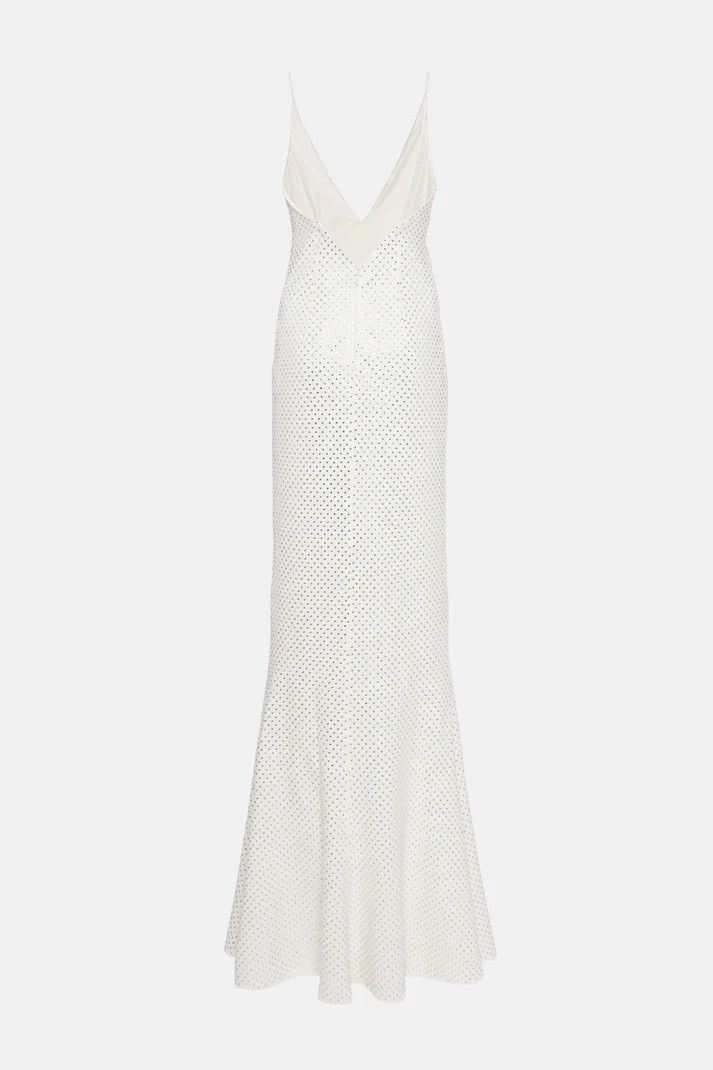 Alessandra Rich o1s22i1n0225 Long Cady Slip Dress in White Size M / US 6-8 / IT 42-44 - 2 Thumbnail