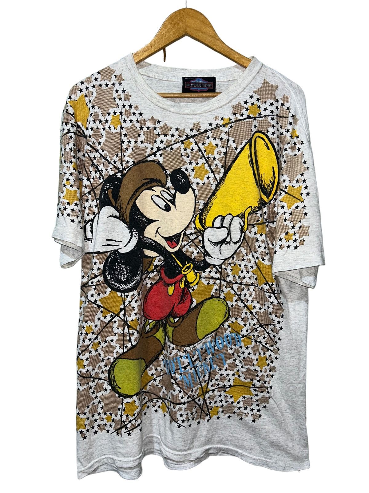 image of Disney x Mickey Mouse Vintage 90's Mickey Mouse Overprint in White, Men's (Size Large)