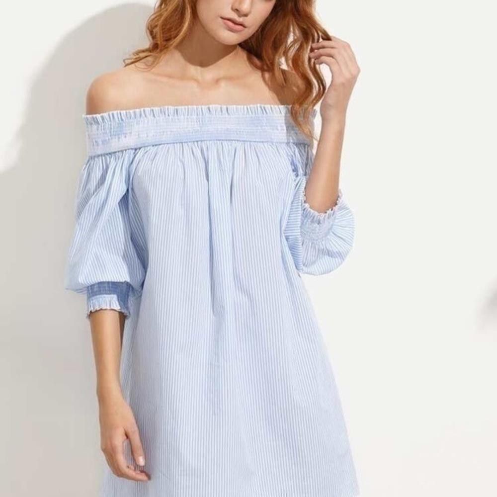 Shein Bardot Bishop Sleeves Cutout Self Tie Back dress Size S / US 4 / IT 40 - 3 Thumbnail