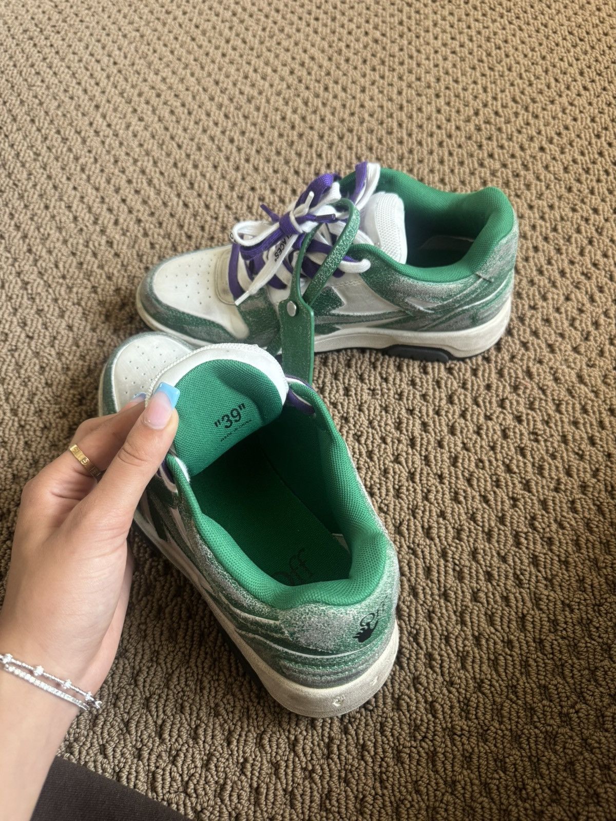 Off-White Off-White Out of Office Vintage Leather 'White Green' Size US 6 / EU 39 - 6 Thumbnail