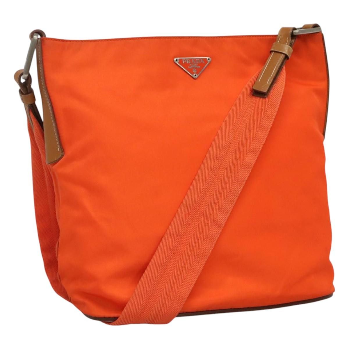 Prada Re-Nylon Orange Synthetic Shoulder Bag (Pre-Owned), Women's